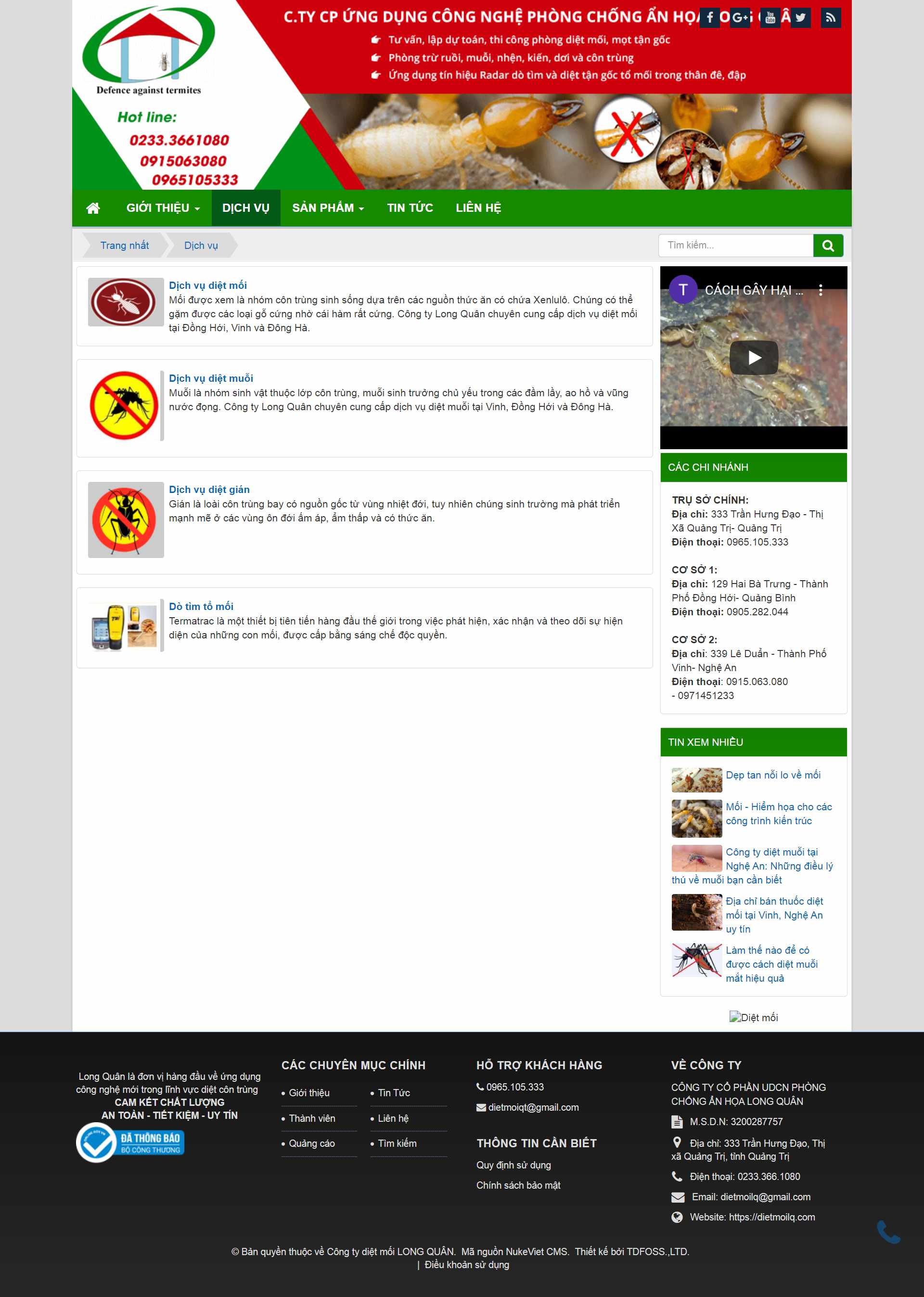 Thiết kế Website web công ty diệt côn trùng - dietmoilqcom