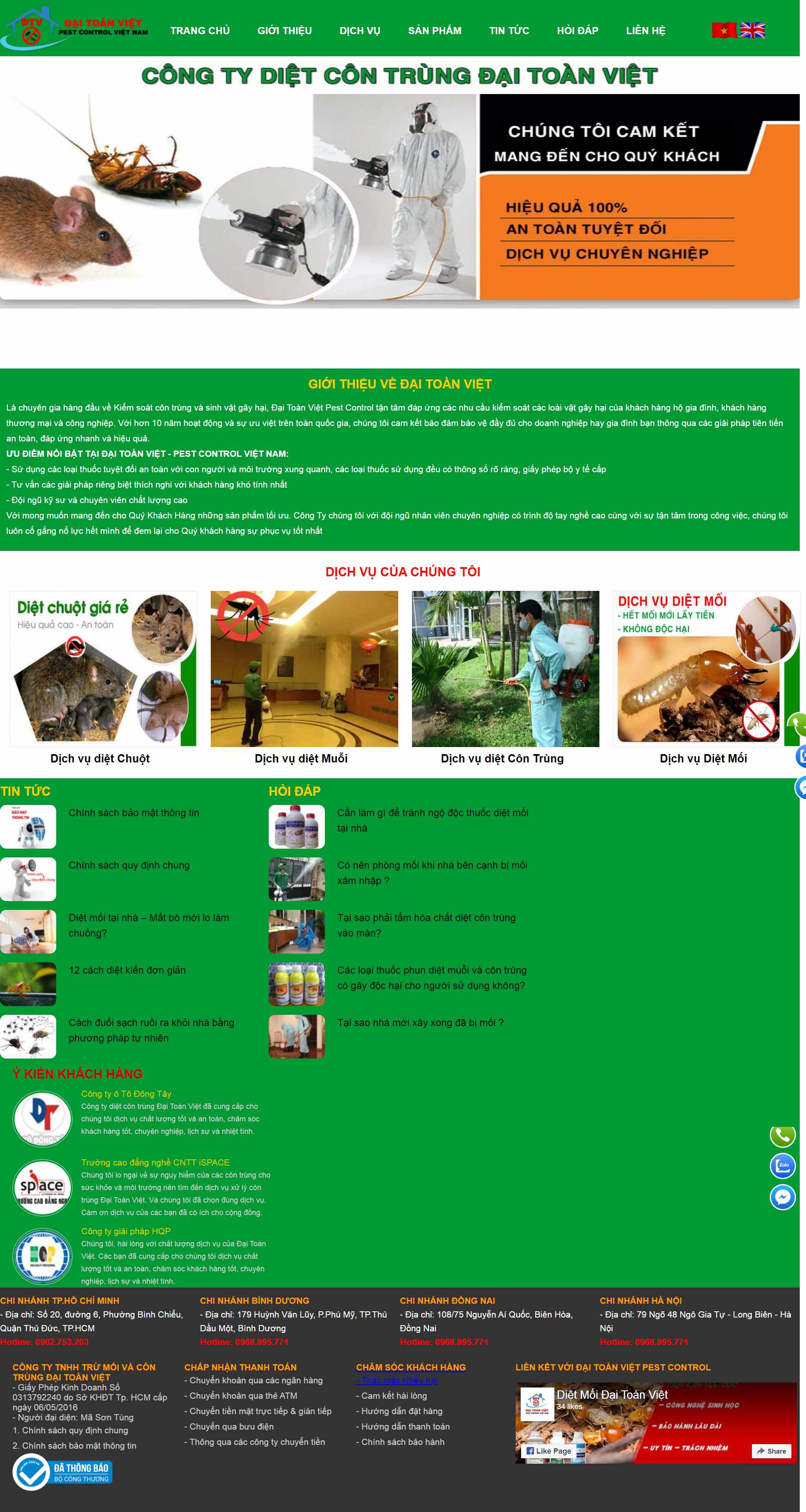Thiết kế Website web công ty diệt côn trùng - daitoanvietcom