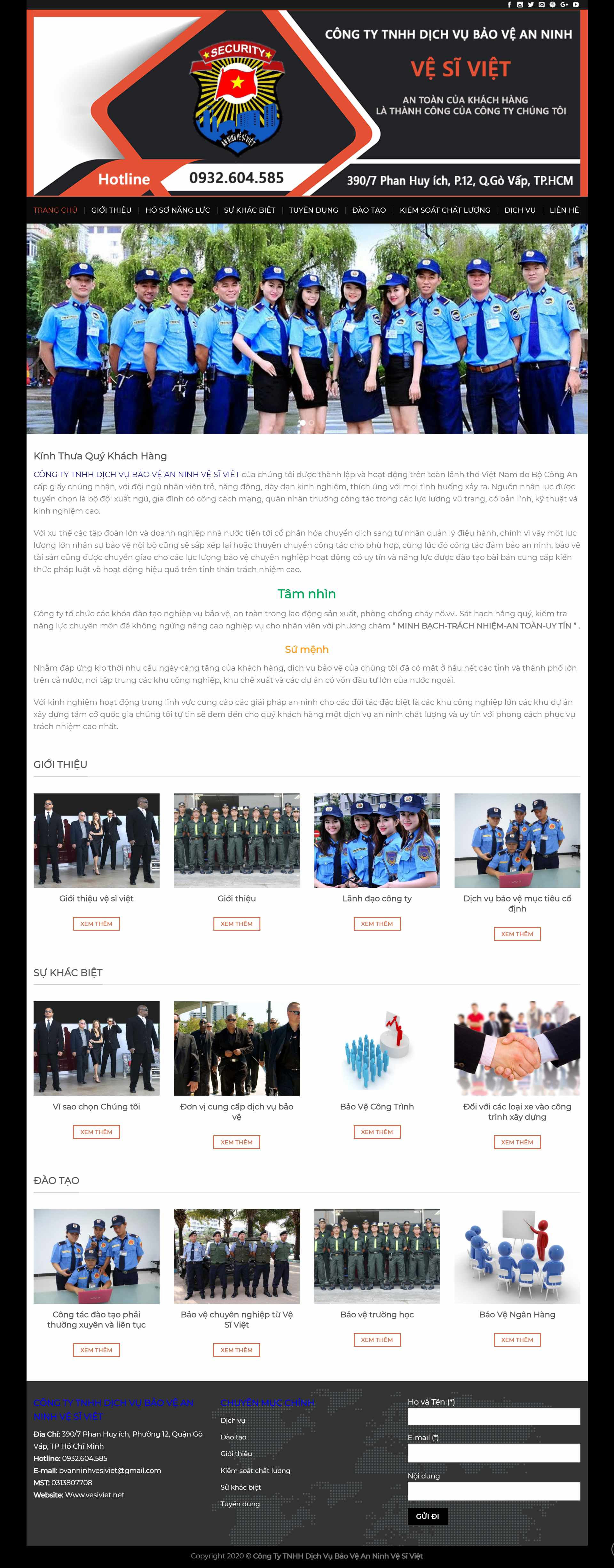 Thiết kế Website web an ninh - bảo vệ - vesivietnet