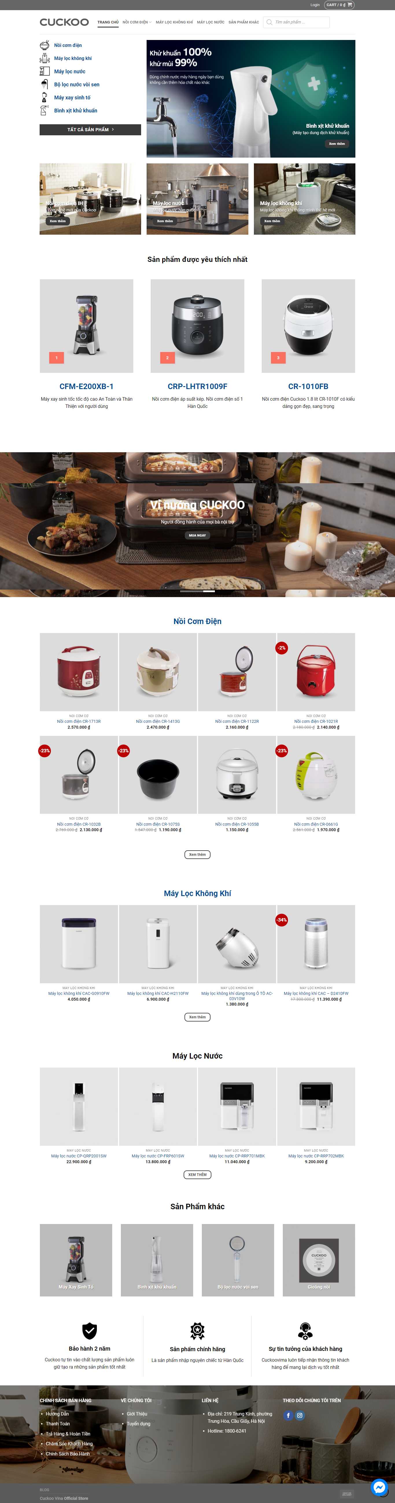 Thiết kế Website Web bán nồi cơm điện - cuckoostorevn