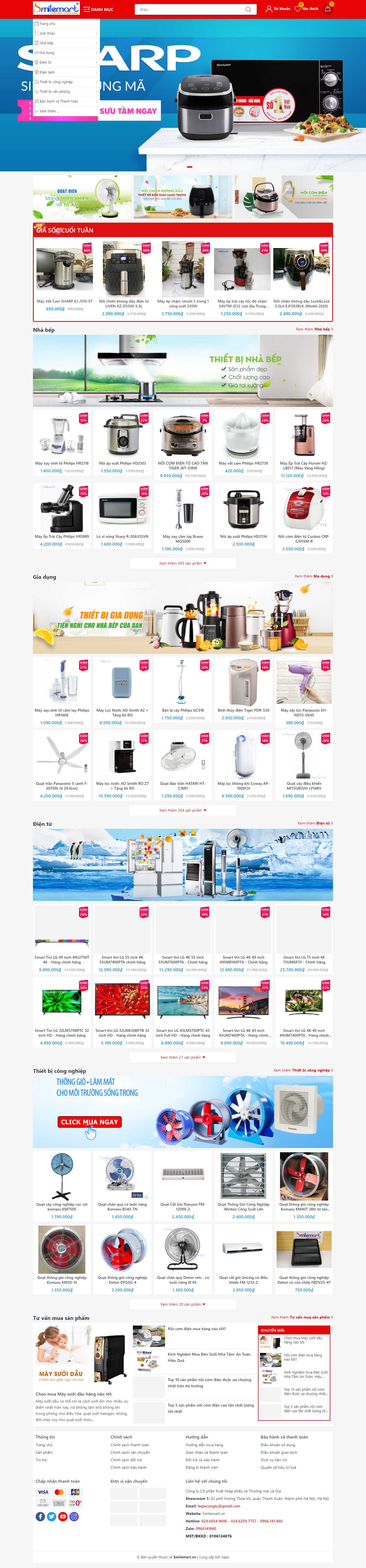 Thiết kế Website Web bán nồi cơm điện - smilemartvn