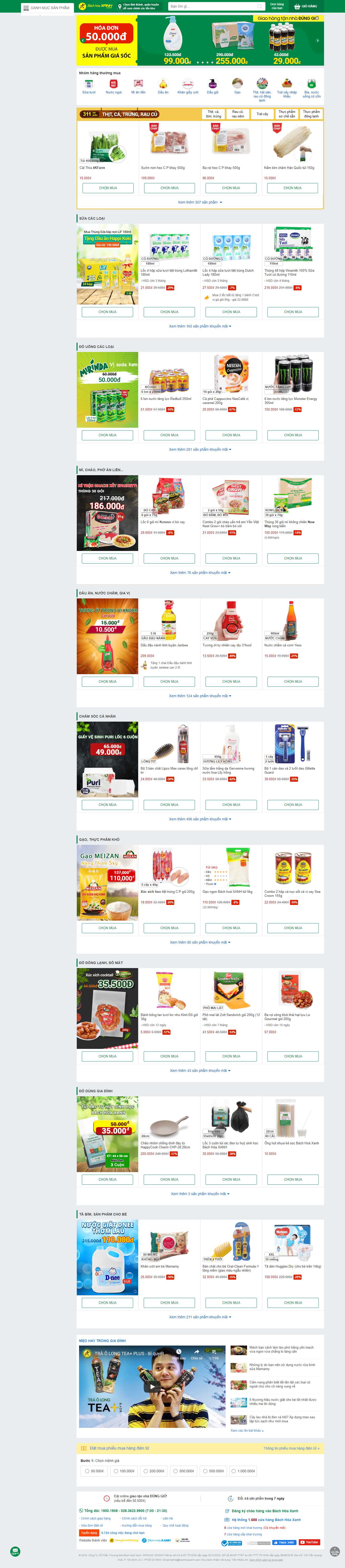 Thiết kế Website Web bán nước rửa chén bát - wwwbachhoaxanhcom