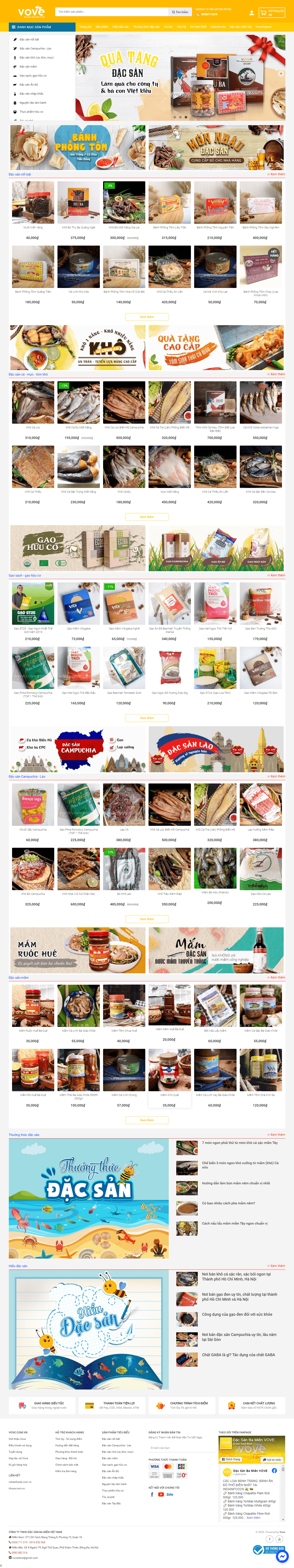 Thiết kế Website Web bán đặc sản 3 miền - vovecomvn