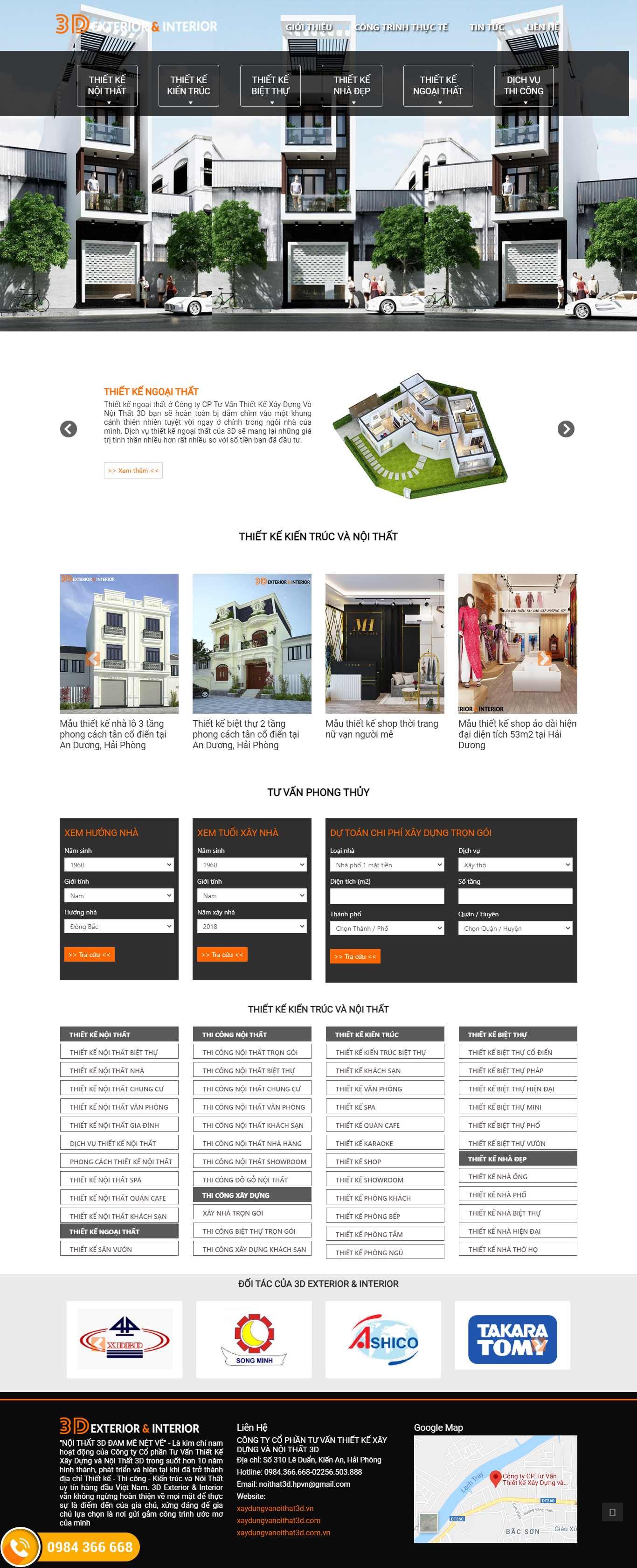 Thiết kế Website web thiết kế ngoại thất - xaydungvanoithat3dvn