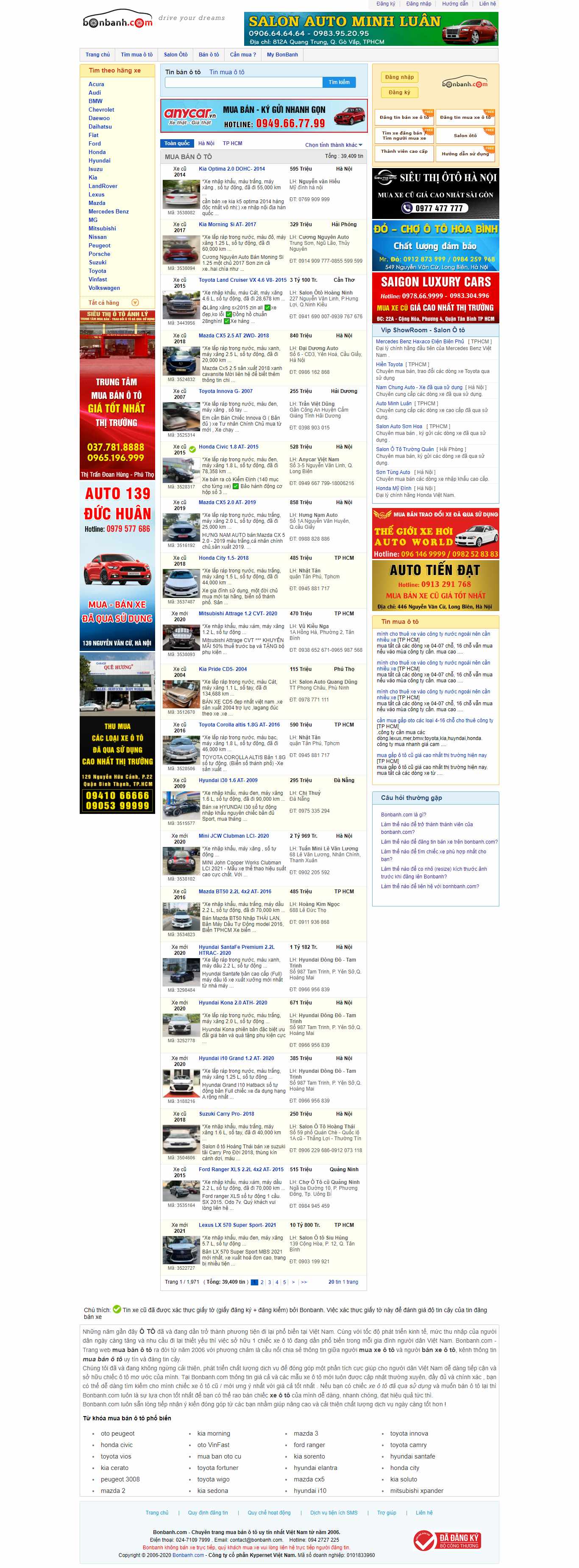 Thiết kế Website web ô tô - xe hơi - bonbanhcom