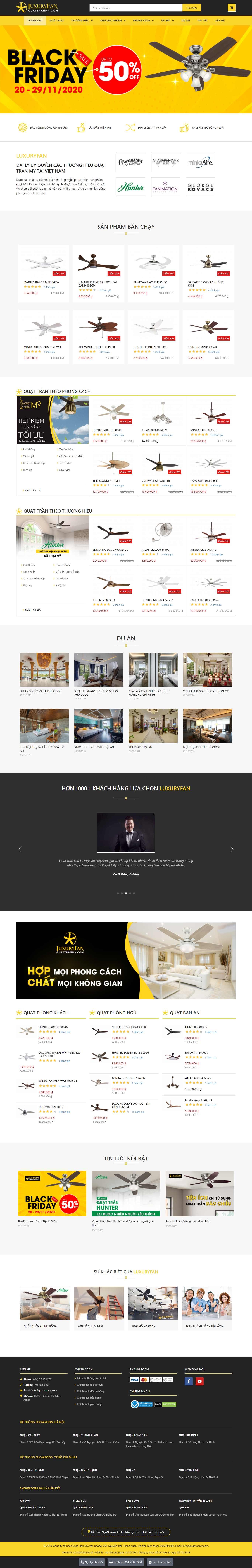 Thiết kế Website Web bán quạt trần đèn - quattranmycom
