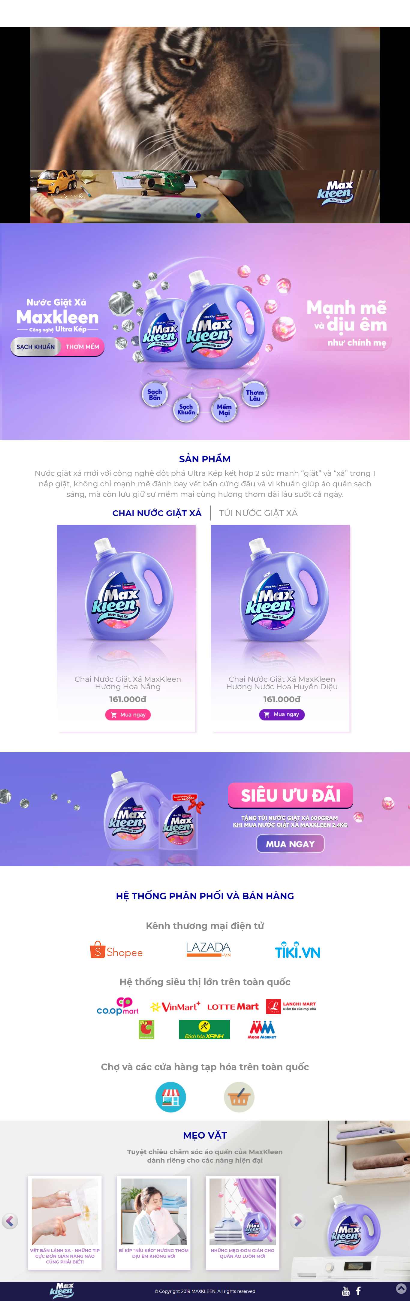 Thiết kế Website Web bán bột giặt quần áo - maxkleenvn
