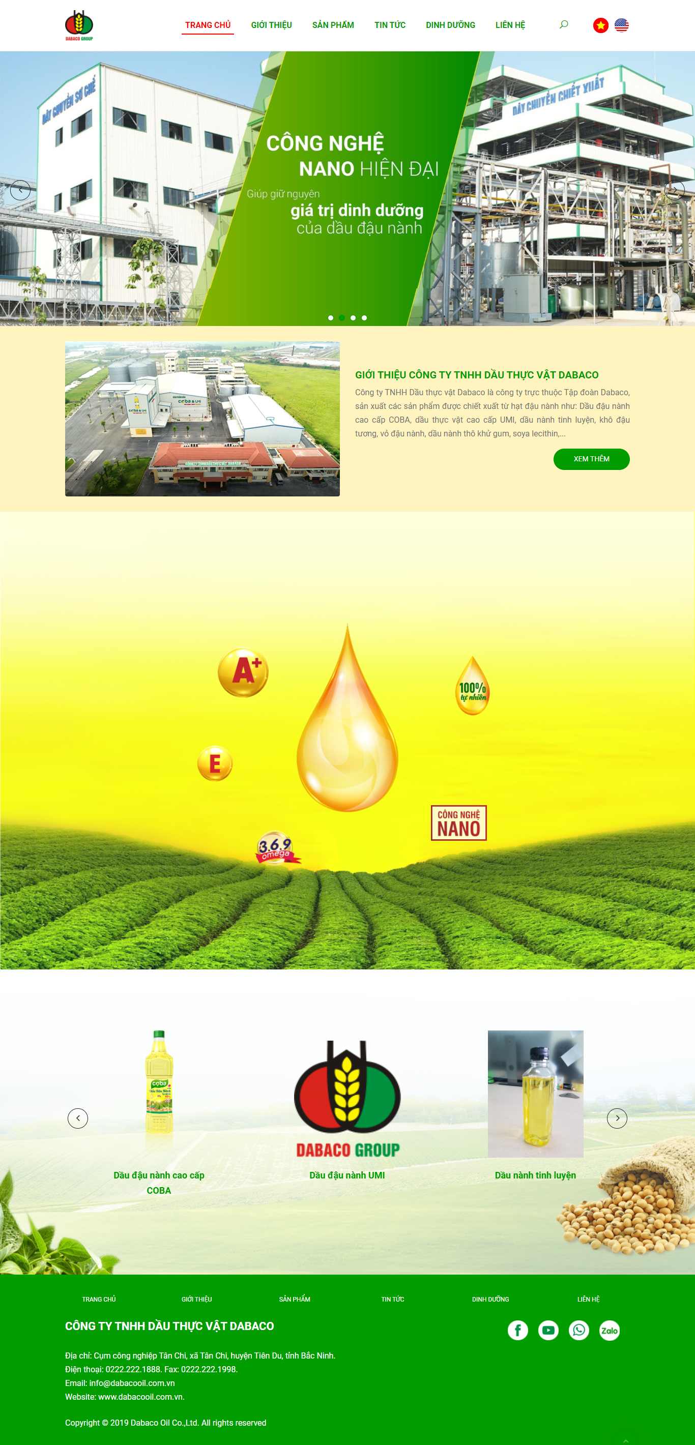 Thiết kế Website Web đại lý bán dầu ăn - wwwdabacooilcomvn
