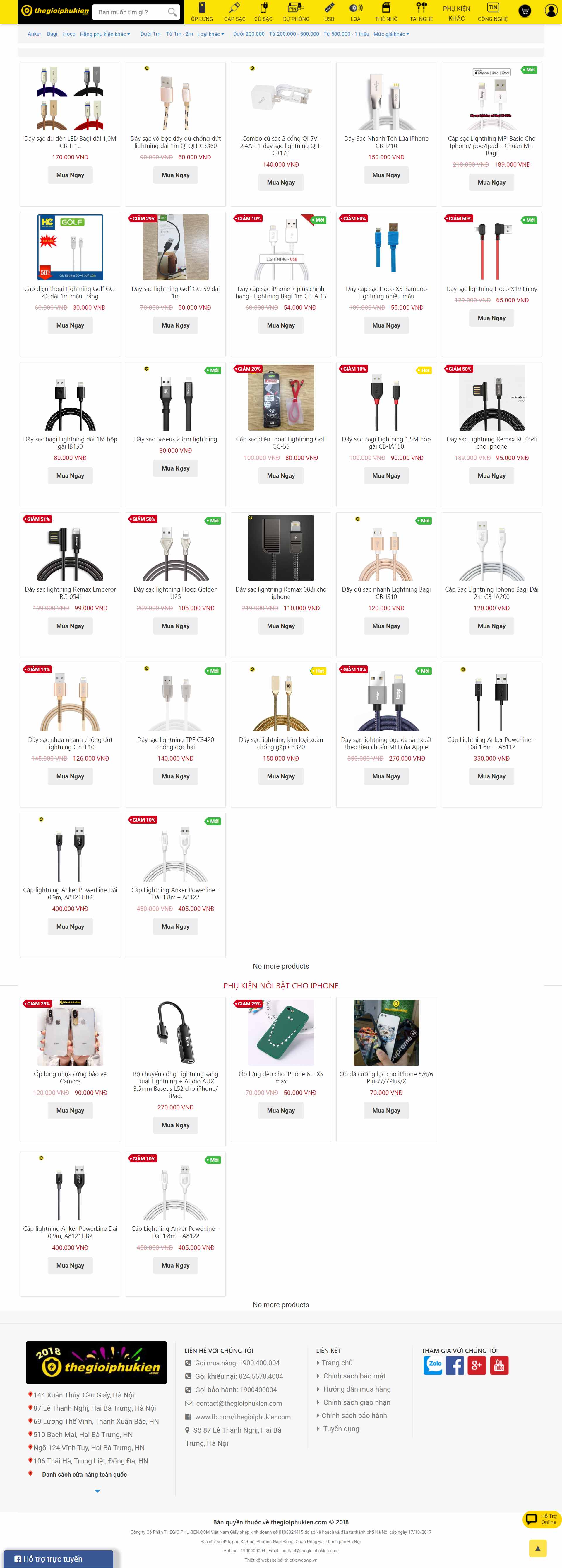 Thiết kế Website Web bán sạc điện thoại - thegioiphukiencom