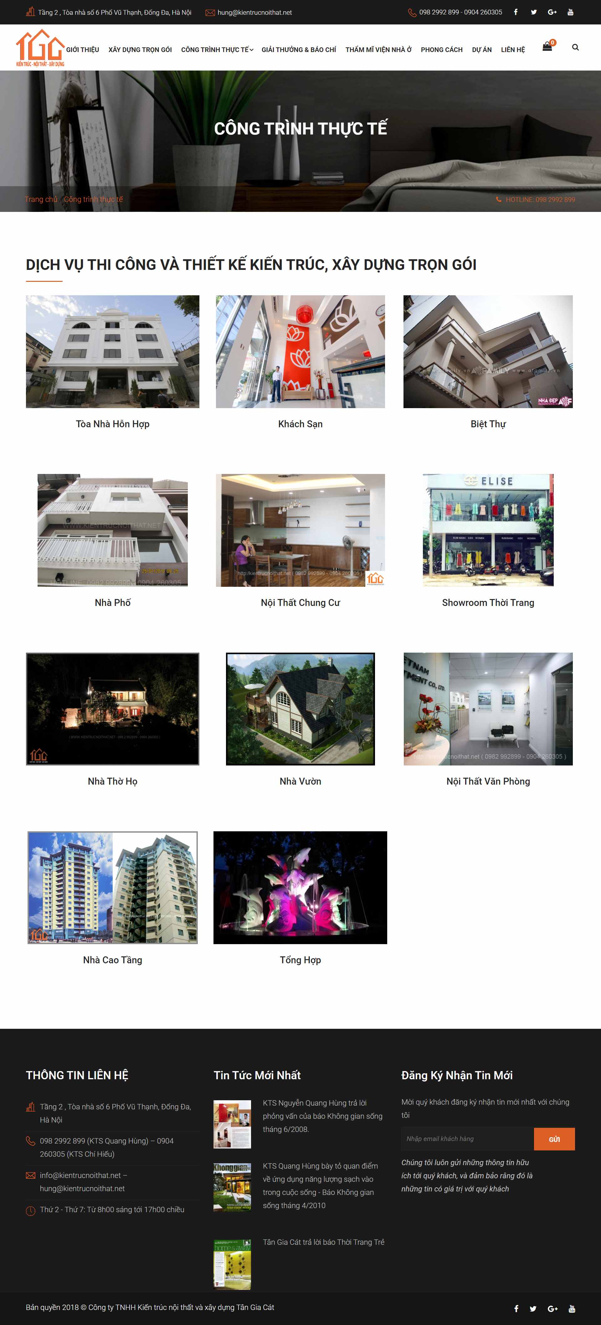 Thiết kế Website Web công ty nội thất - kientrucnoithatnet