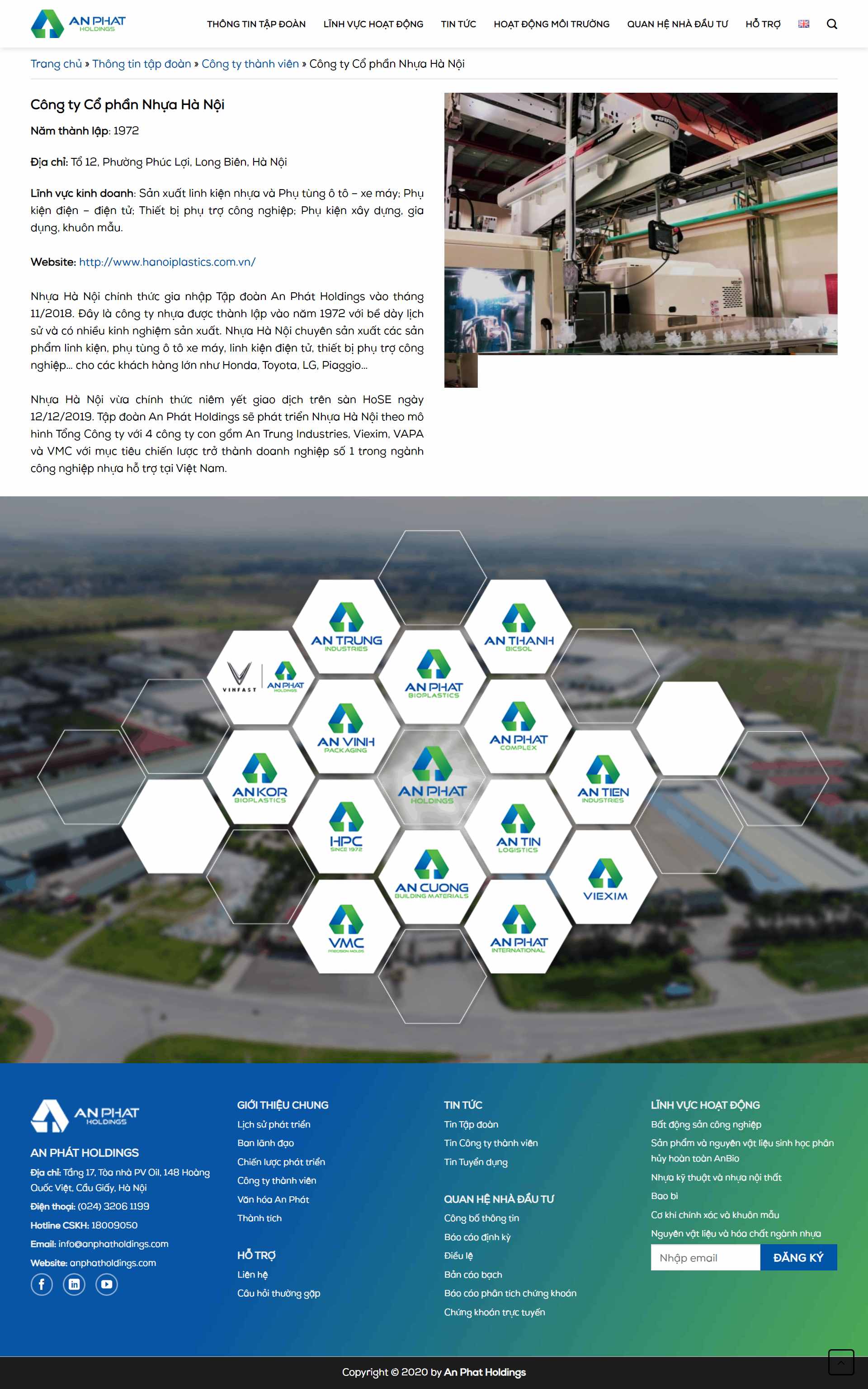 Thiết kế Website Web công ty nhựa - anphatholdingscom