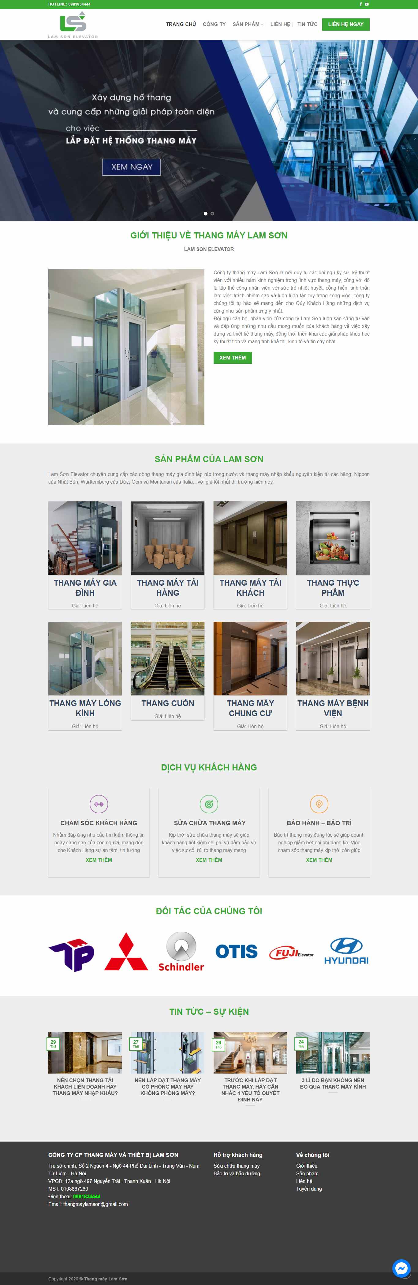 Thiết kế Website Web bán công ty thang máy - thangmaylamsoncom