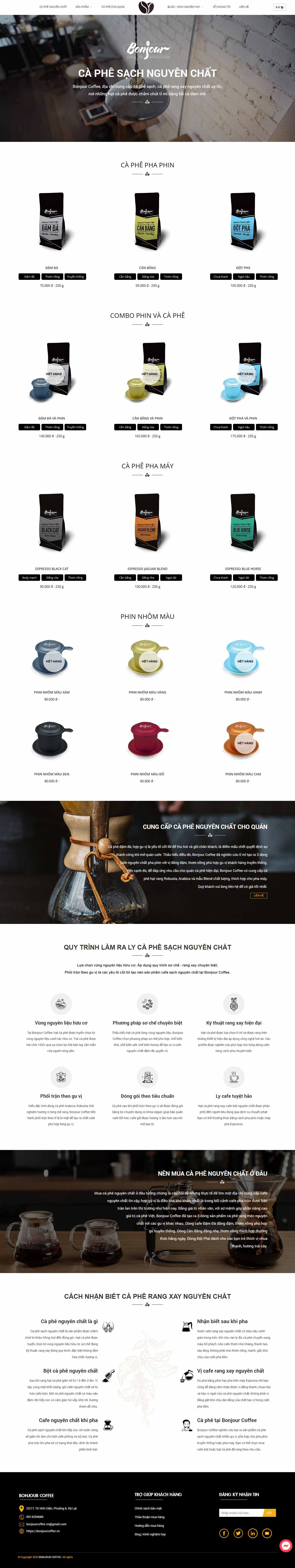 Thiết kế Website web quán cà fe - bonjourcoffeevn