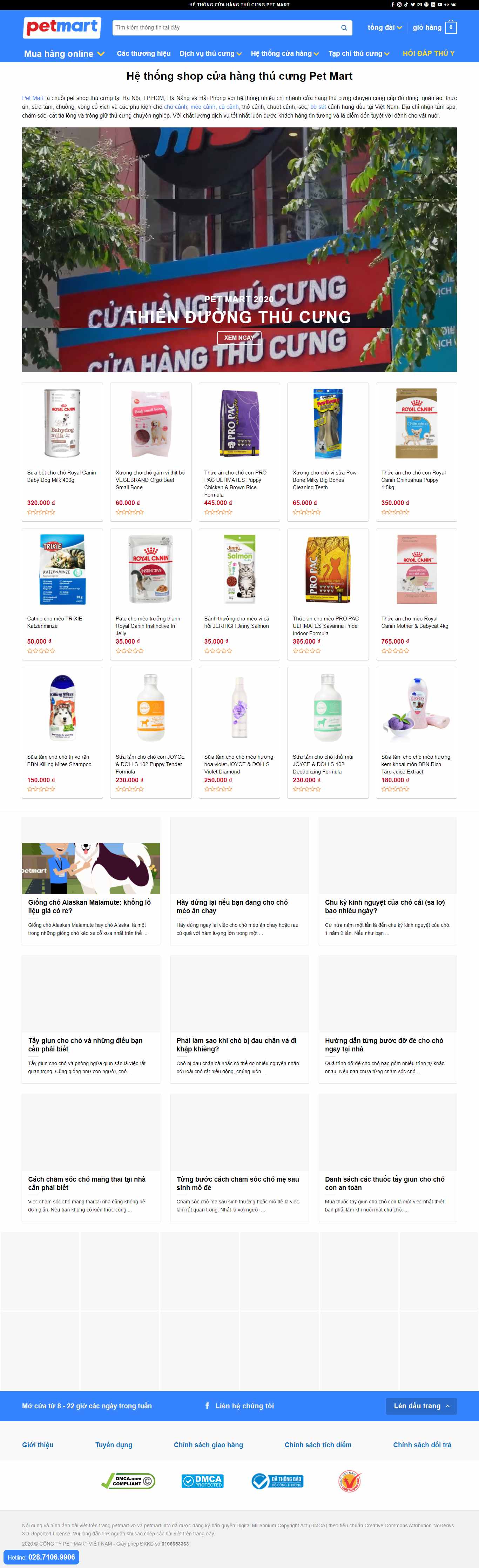 Thiết kế Website web thú cưng - wwwpetmartvn