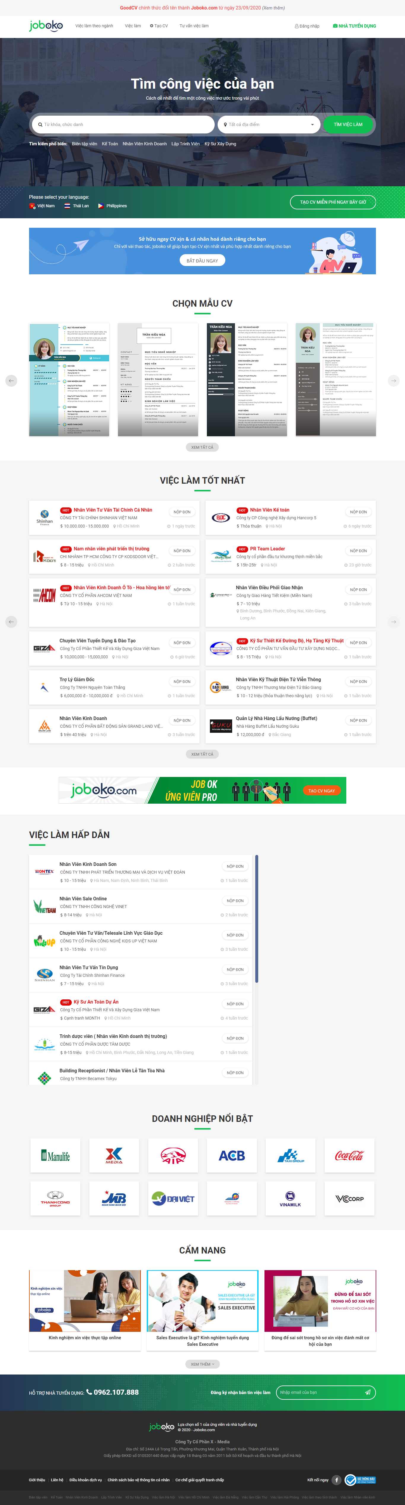 Thiết kế Website web raothue - vnjobokocom