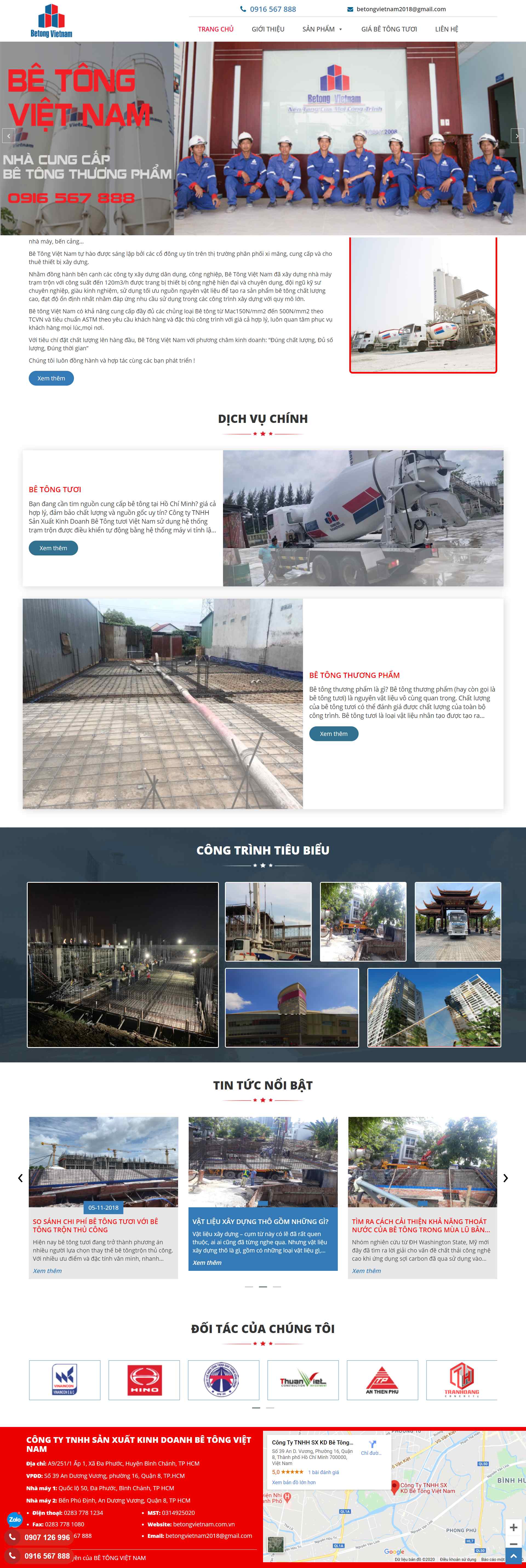 Thiết kế Website Web công ty bê tông - betongvietnamcomvn