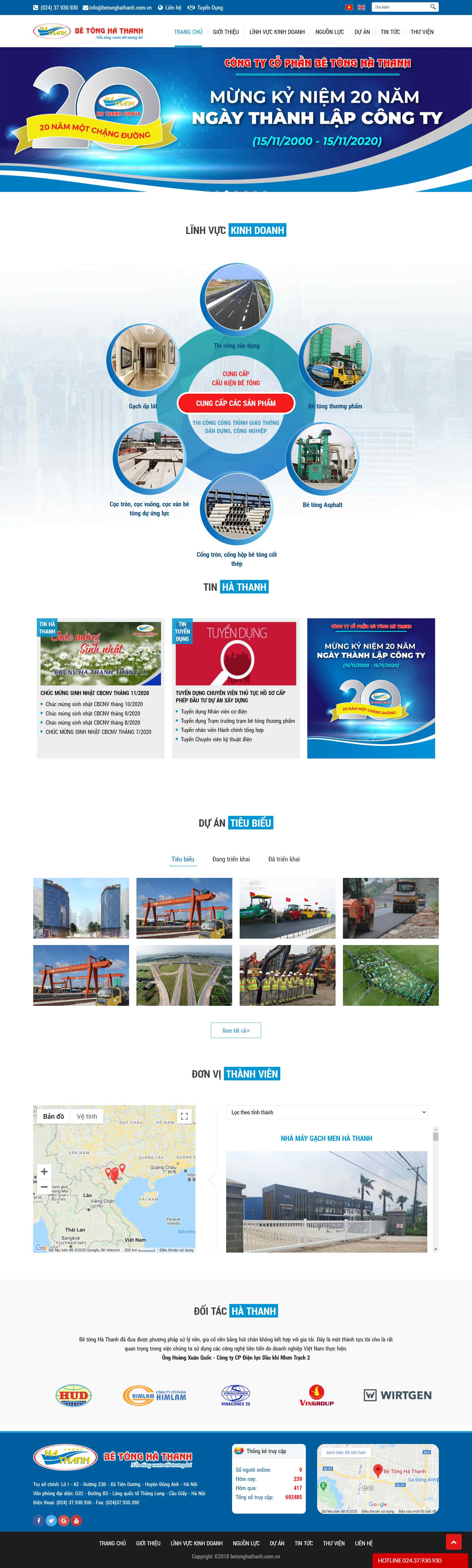 Thiết kế Website Web công ty bê tông - wwwbetonghathanhcom