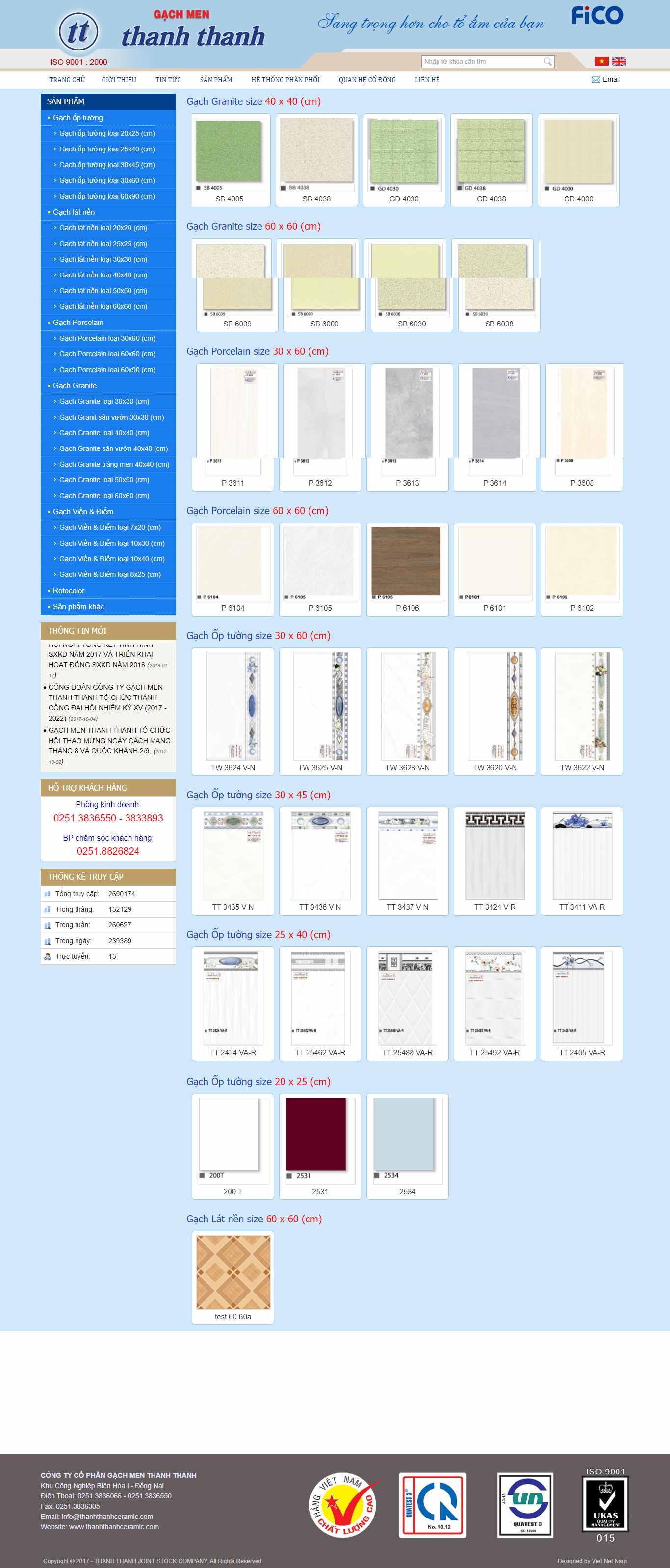 Thiết kế Website Web công ty gạch men - wwwthanhthanhceramiccom