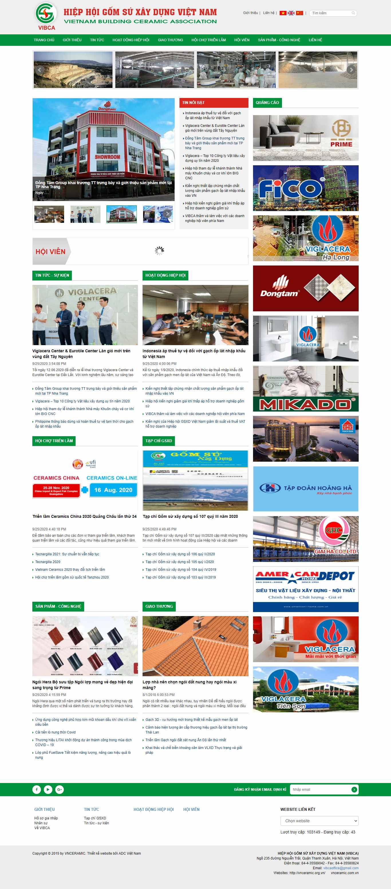 Thiết kế Website Web công ty gạch men - vnceramicorgvn