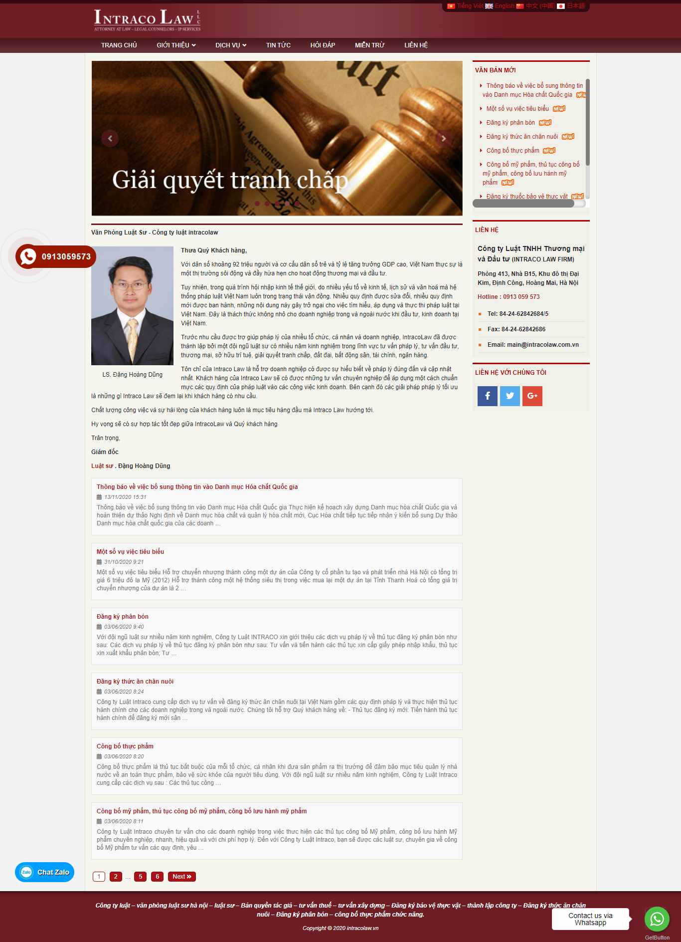 Thiết kế Website Web công ty luật - intracolawvn