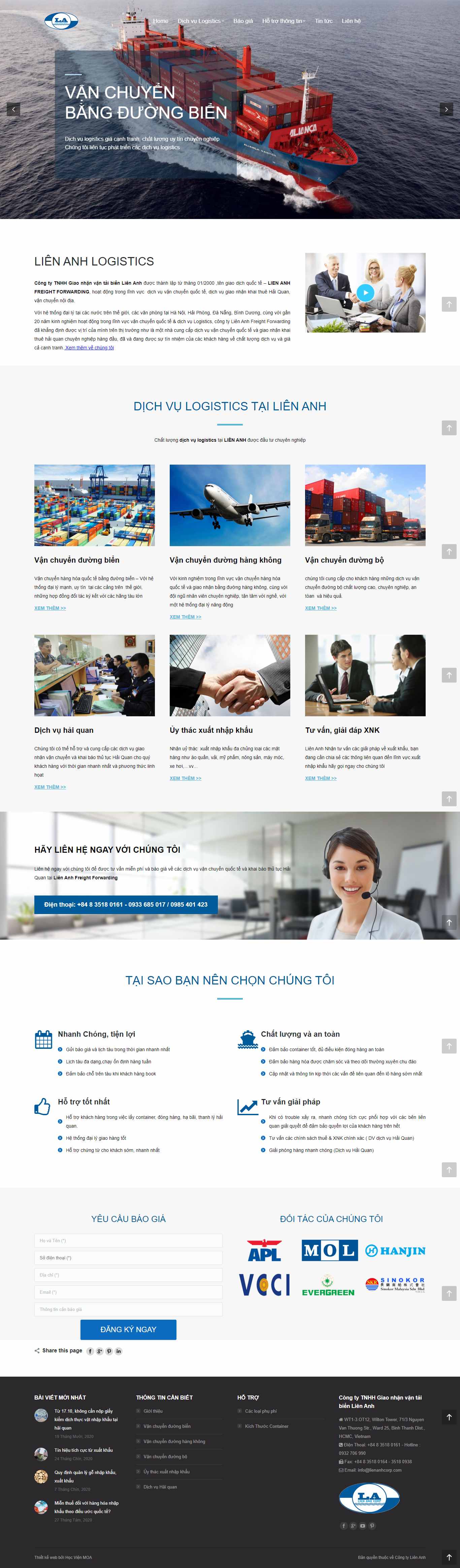 Thiết kế Website Web công ty nhập khẩu - wwwlienanhcorpcom