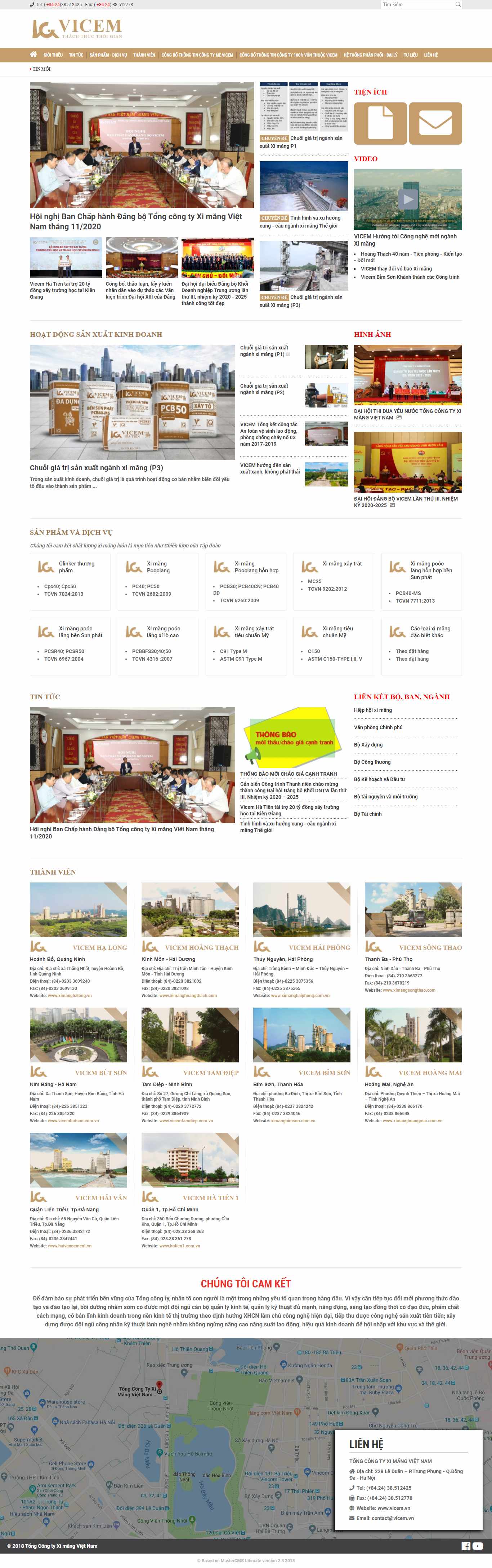 Thiết kế Website Web công ty xi măng - vicemvn