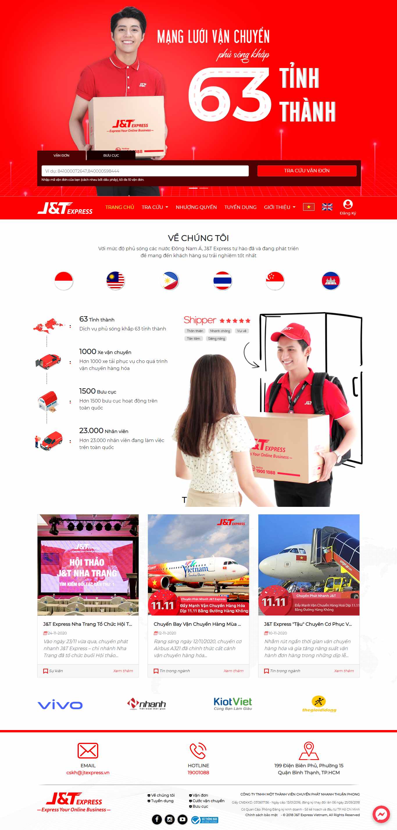 Thiết kế Website Web công ty giao hàng nhanh - jtexpressvn