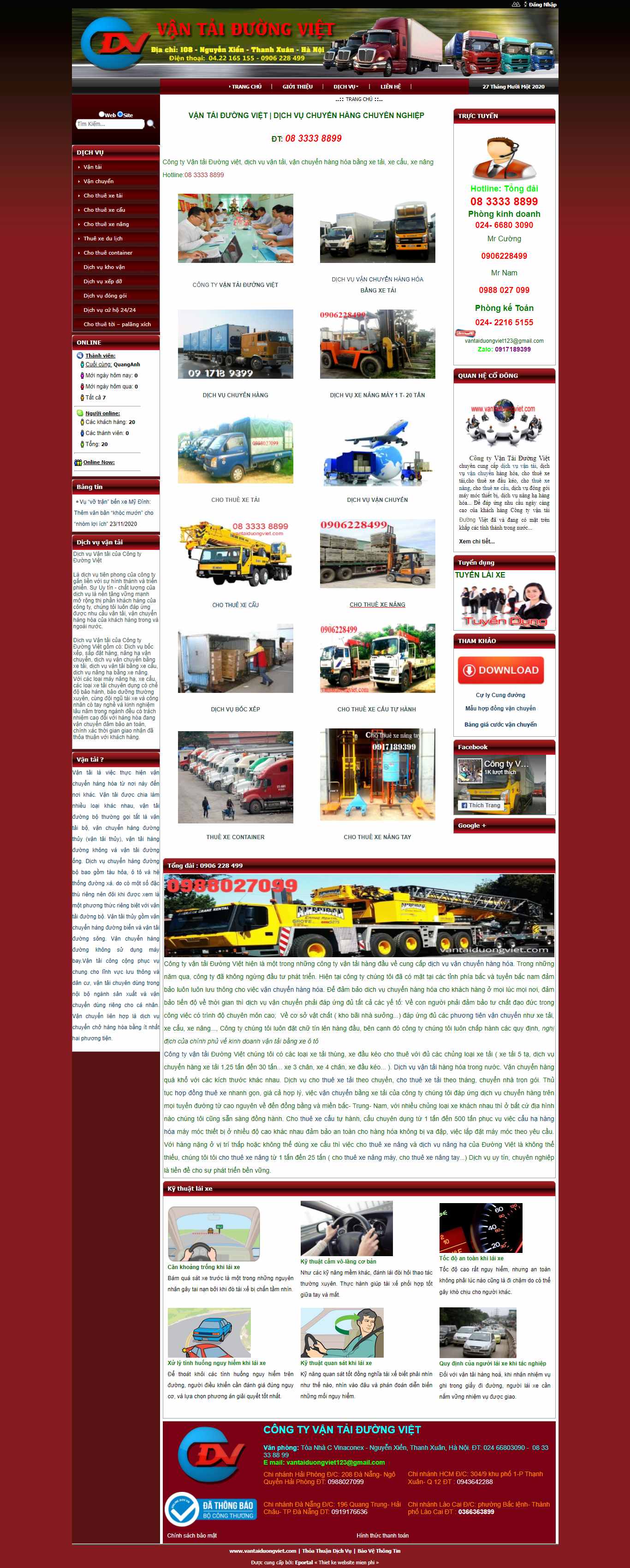 Thiết kế Website Web công ty vận tải - wwwvantaiduongvietcom