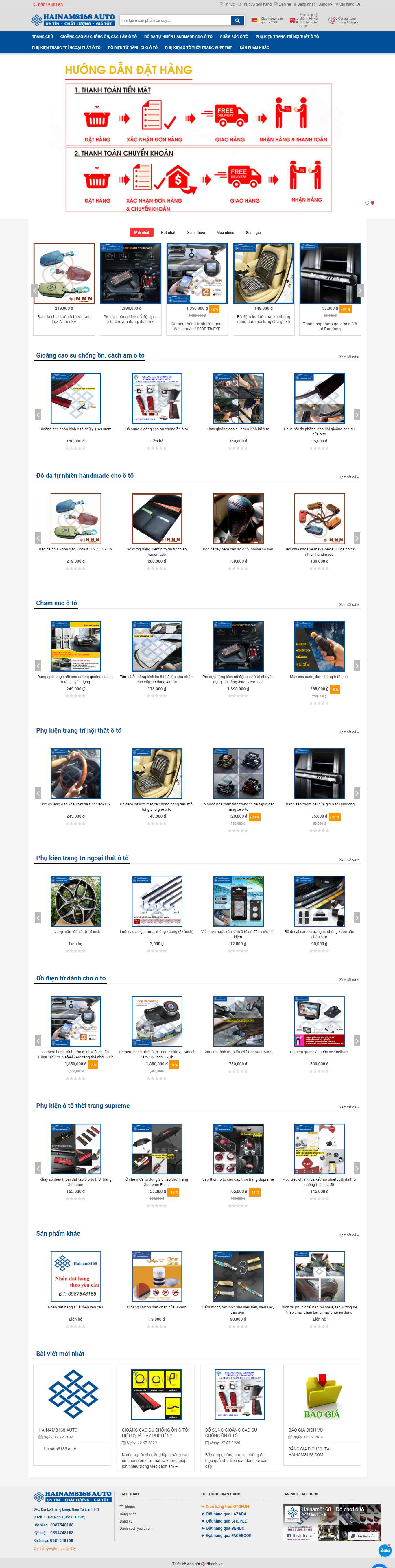 Thiết kế Website Web bán phụ kiện xe ô tô - hainam8168com