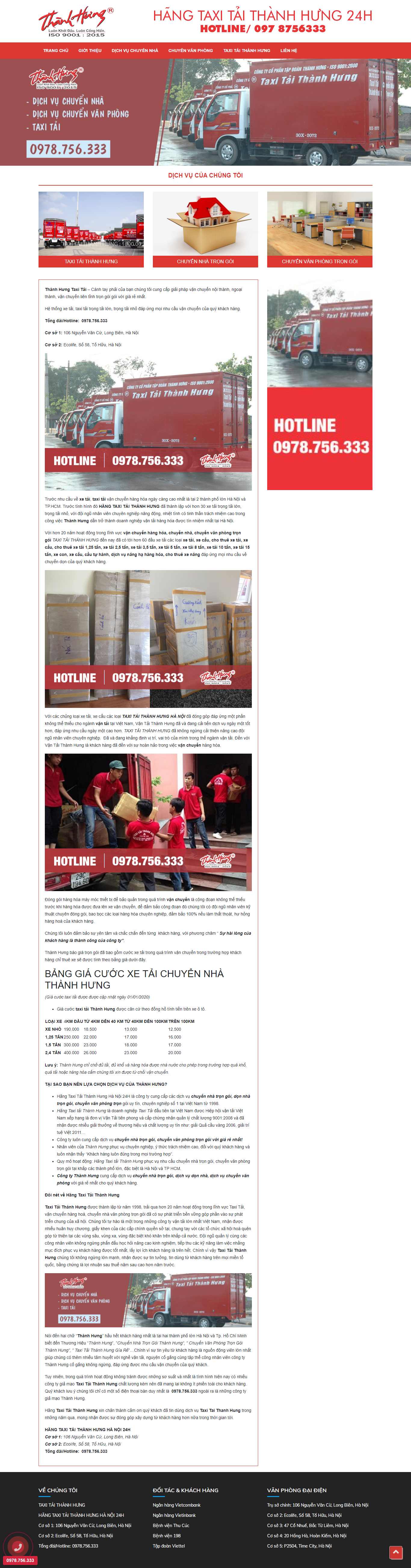 Thiết kế Website Web thuê xe tải - vantaithanhhung24hnet