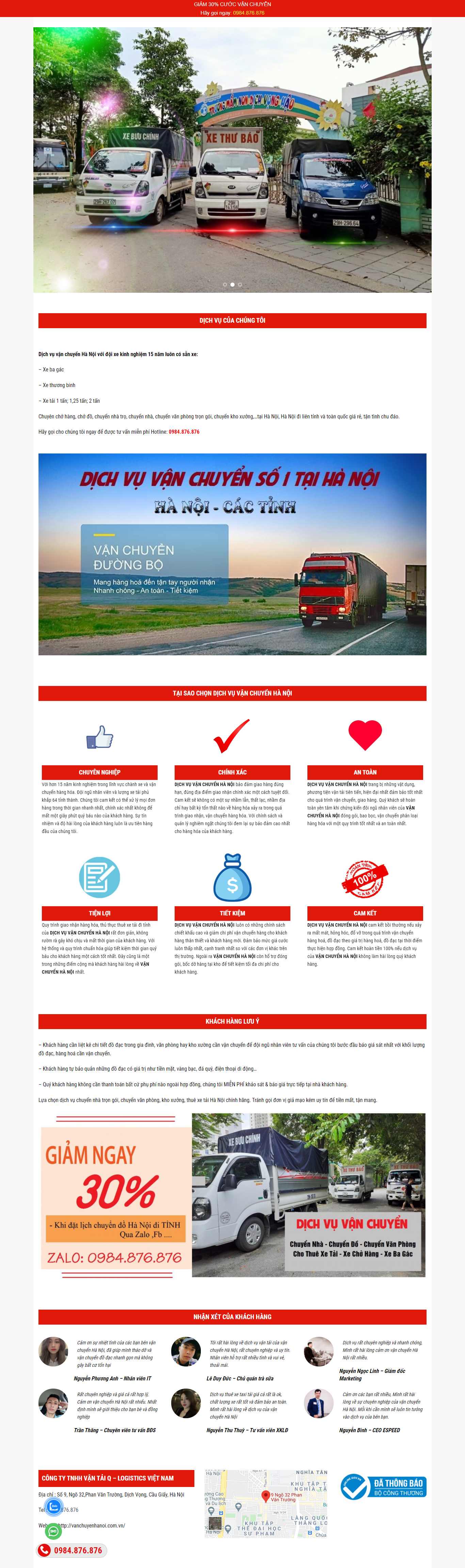 Thiết kế Website Web thuê xe tải - vanchuyenhanoicomvn