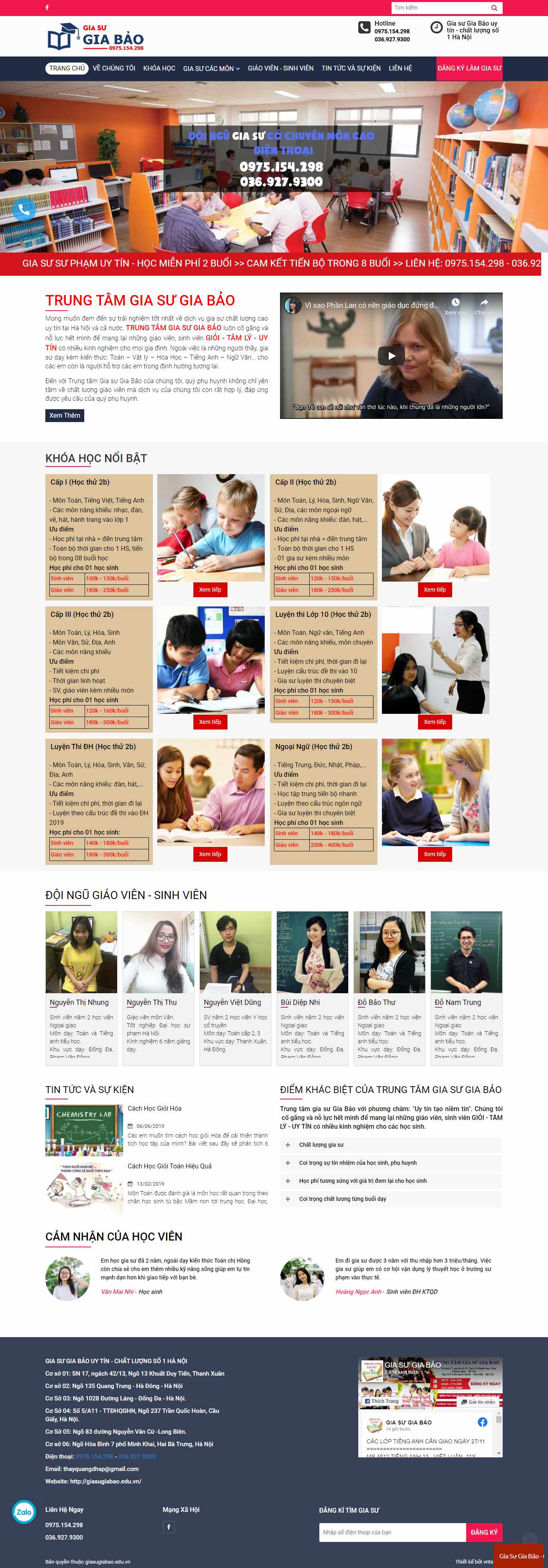 Thiết kế Website web gia sư - giasugiabaoonline