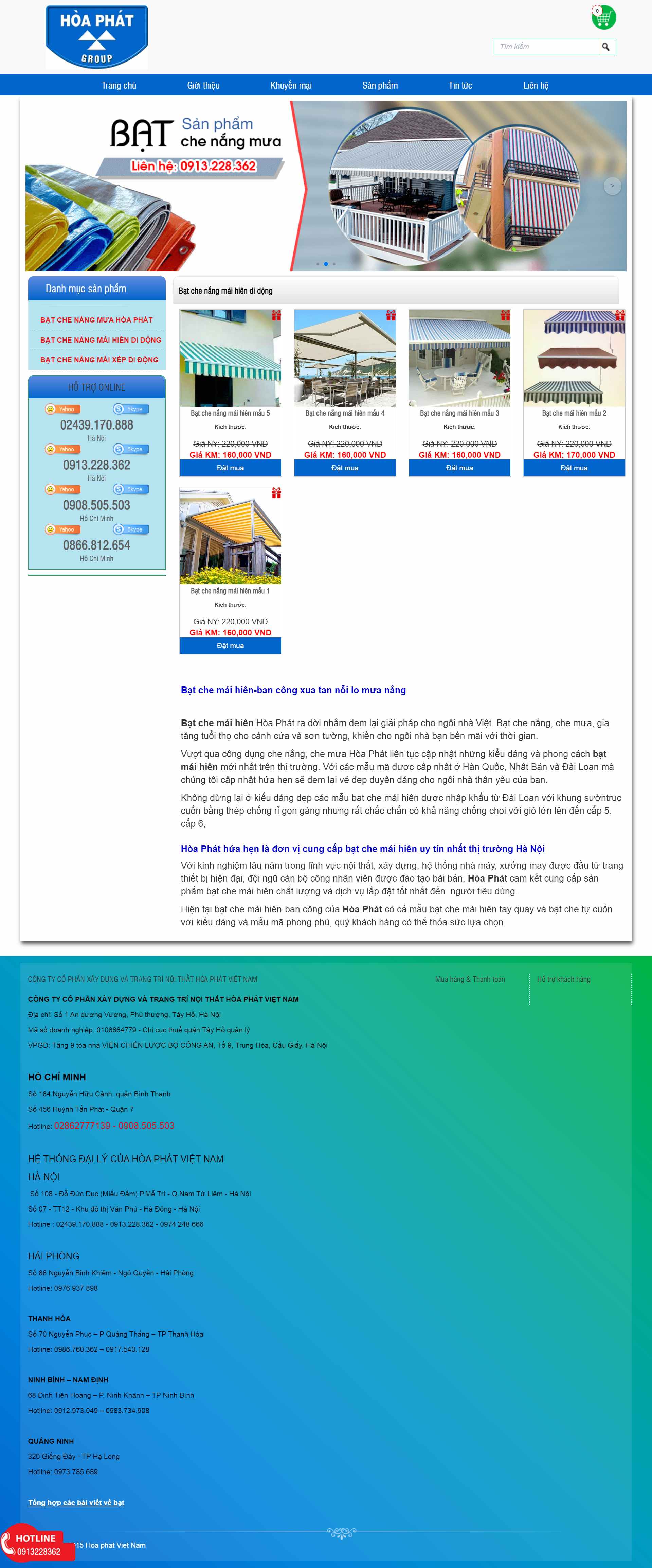 [cokhihoanghuy] Thiết kế Website Web bán mái hiên di động - batchenangmuanetvn