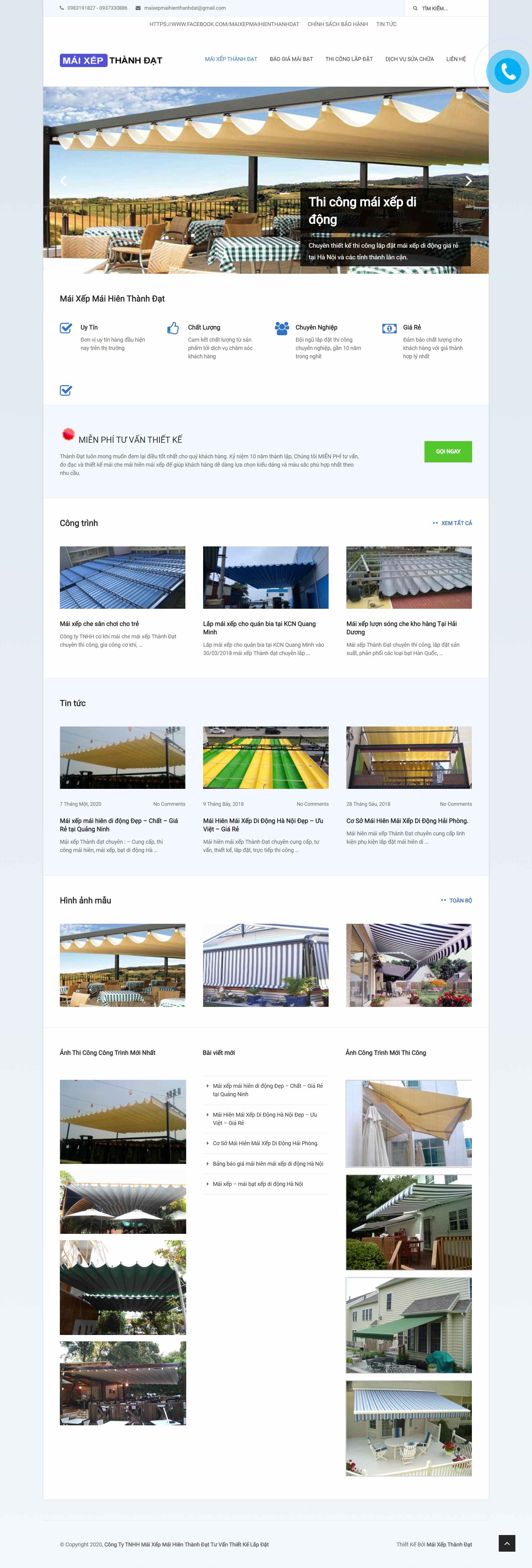 [cokhihoanghuy] Thiết kế Website Web bán mái hiên di động - maixepthanhdatcom