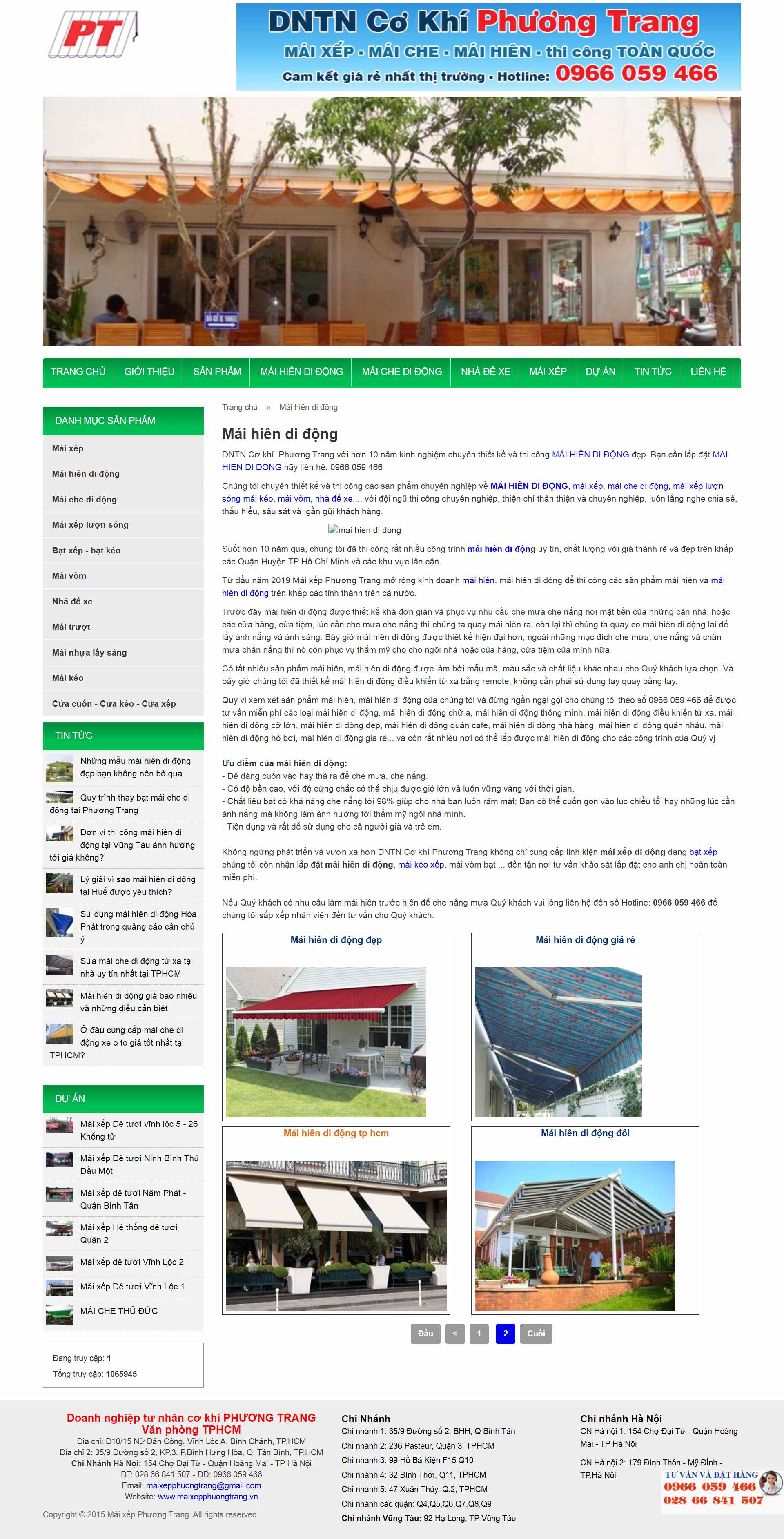 [cokhihoanghuy] Thiết kế Website Web bán mái hiên di động - maixepphuongtrangvn