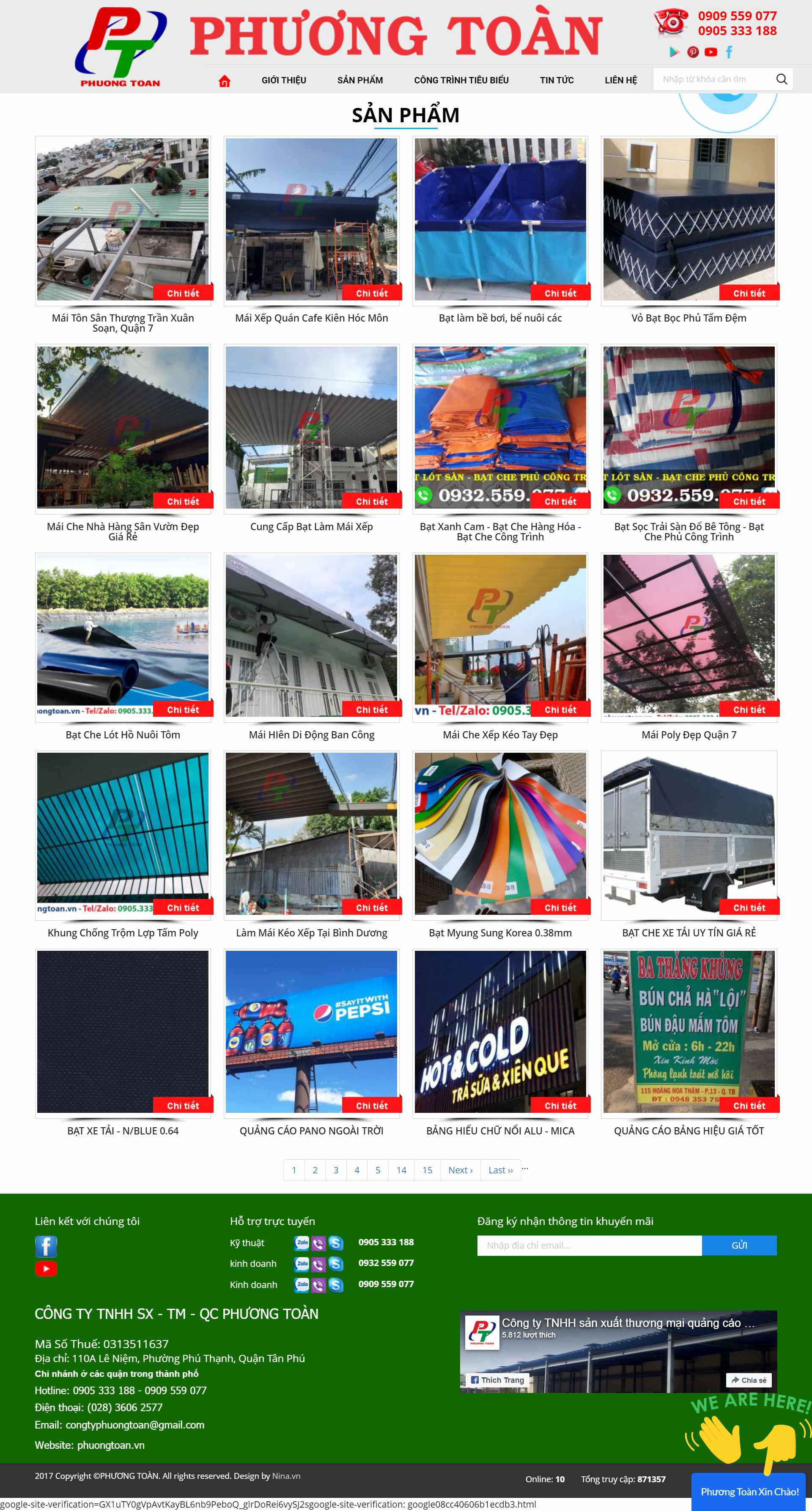 Thiết kế Website Web bán mái che di động - phuongtoanvn