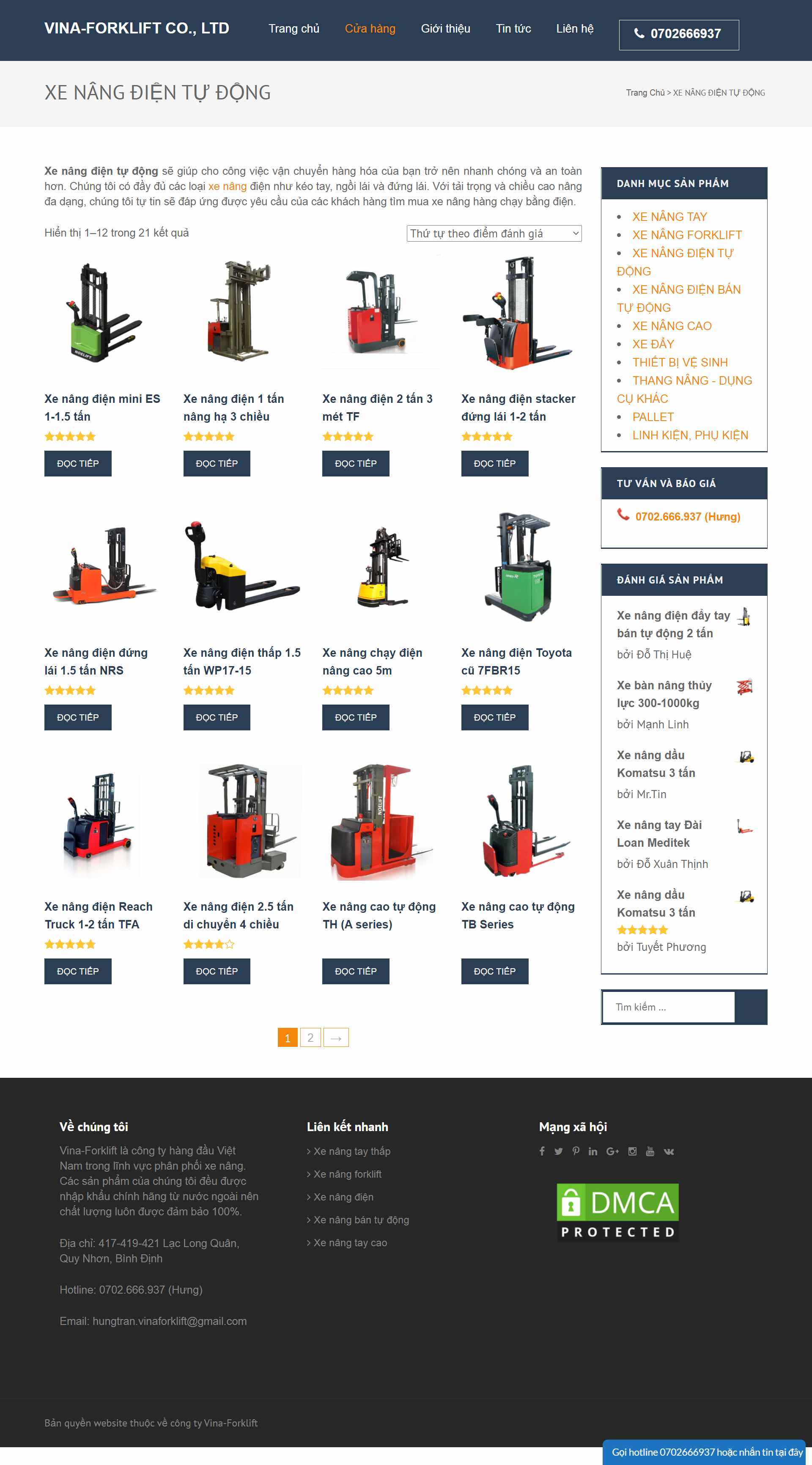 Thiết kế Website Web bán xe nâng hàng - vinaforkliftcom