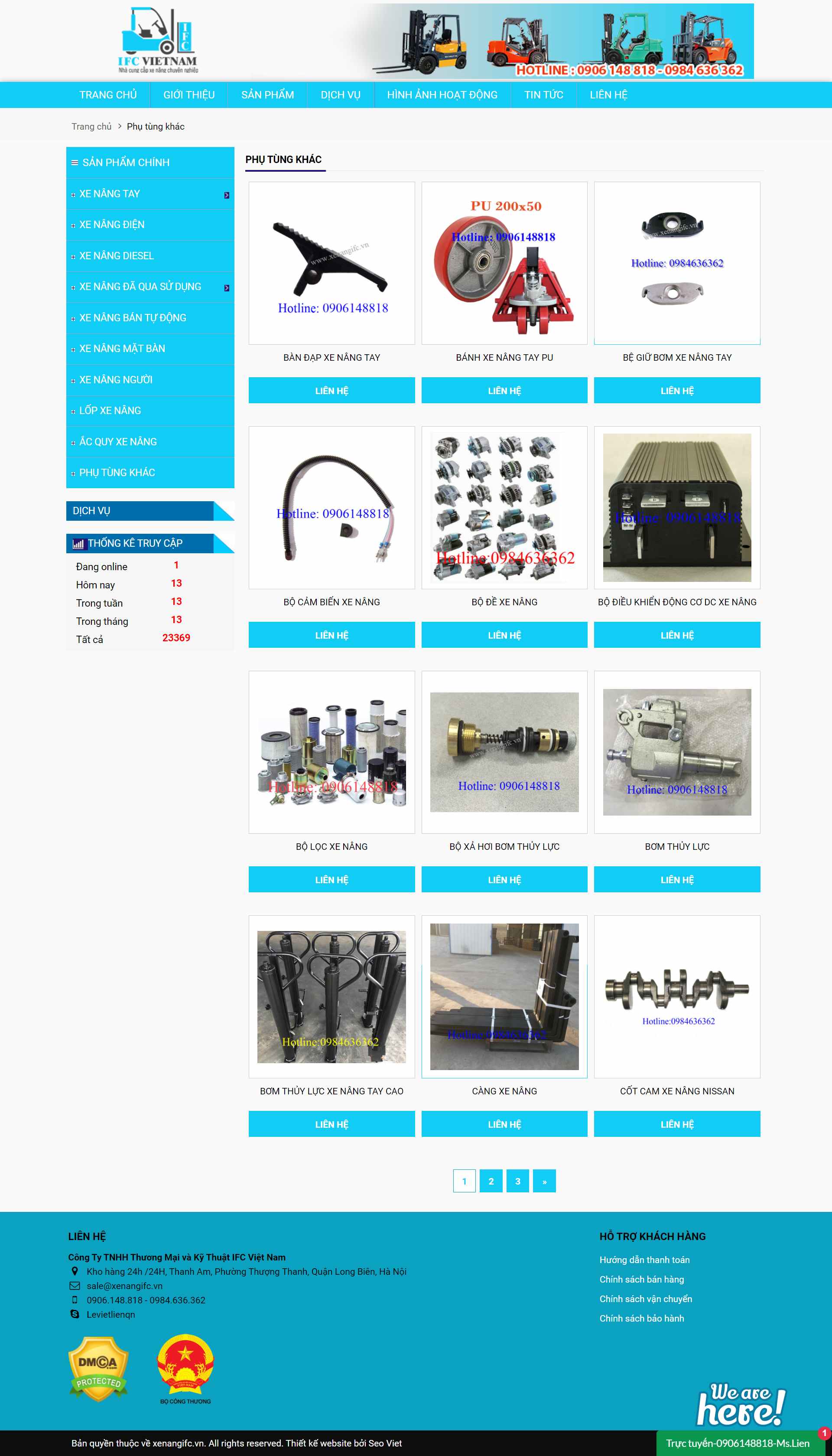 Thiết kế Website Web bán xe nâng hàng - xenangifcvn