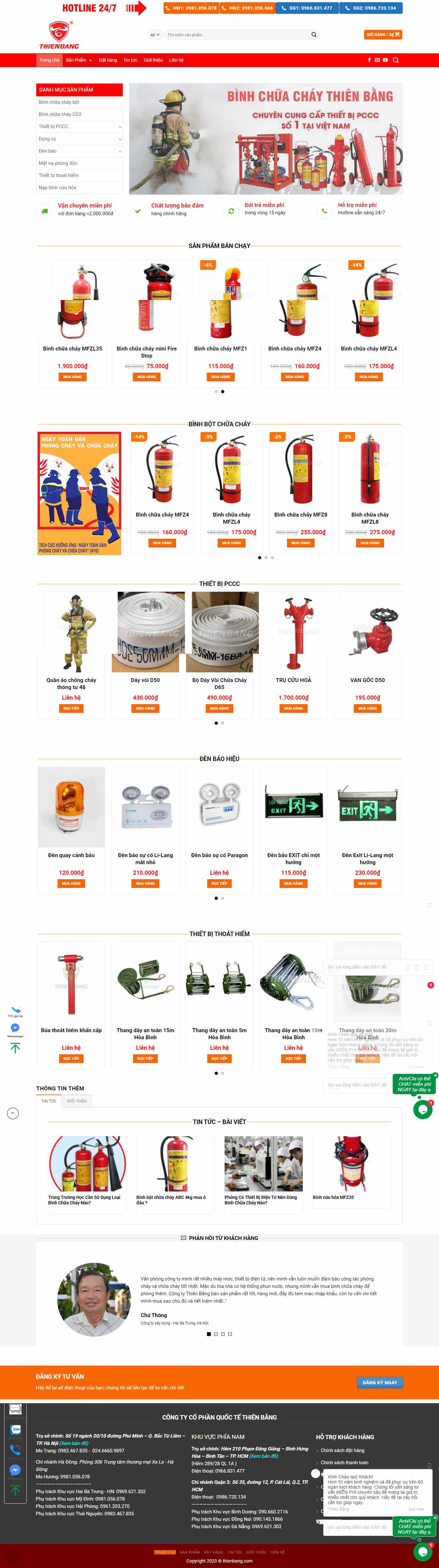 Thiết kế Website Web bình chữa cháy - bccthienbangcom