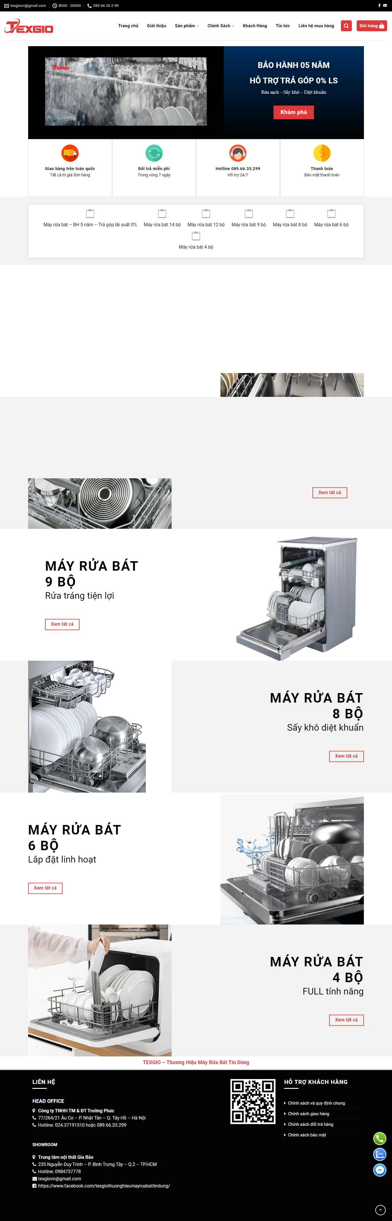 Thiết kế Website Web bán máy rửa chén bát - texgiovn