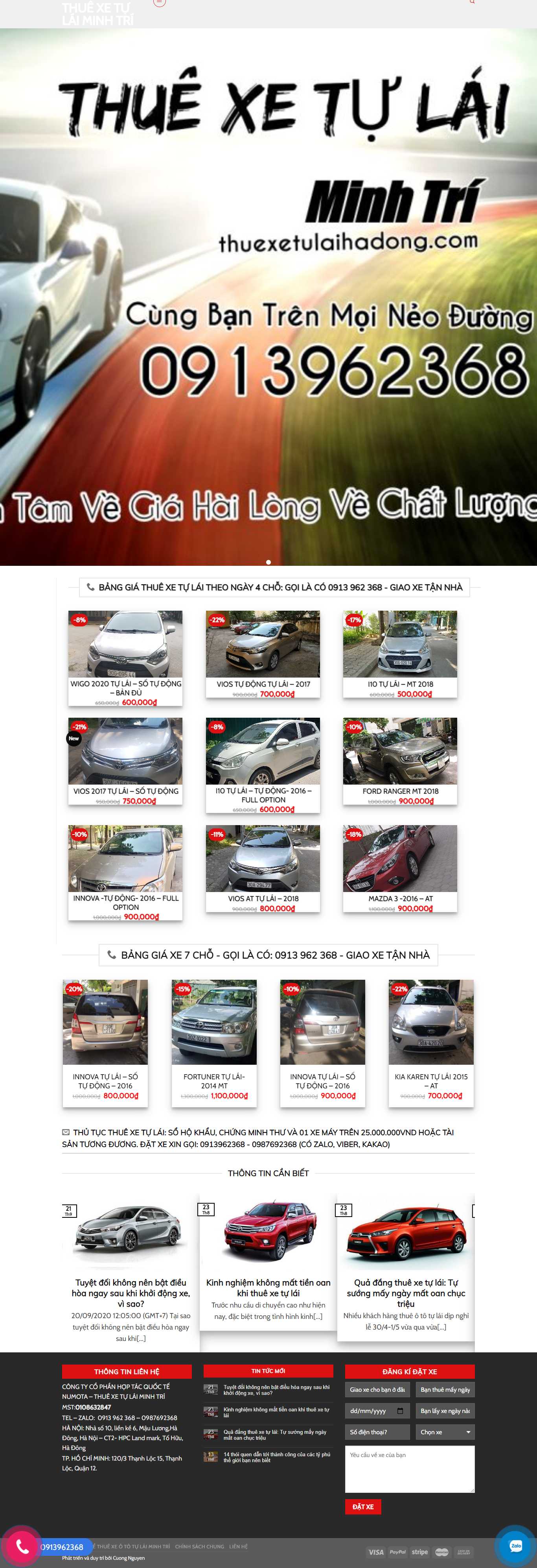 [toptour] Thiết kế Website Web thuê xe tự lái - thuexetulaihadongcom