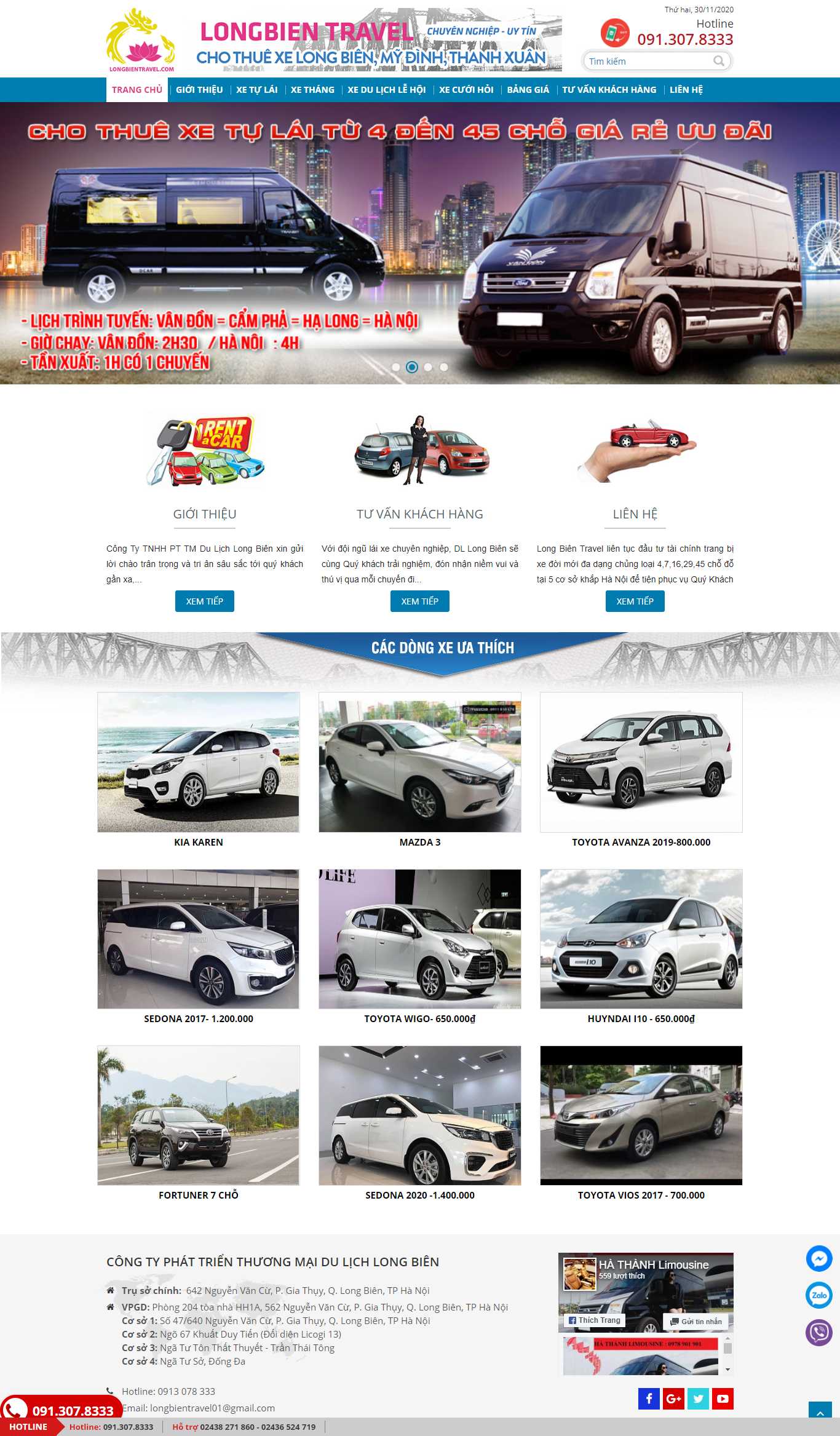 [toptour] Thiết kế Website Web thuê xe tự lái - longbientravelcom
