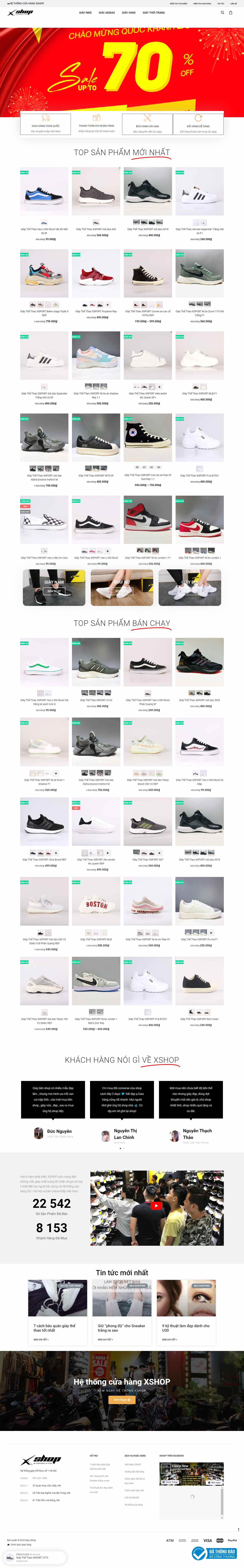 Thiết kế Website Web bán giày thể thao - giayxshopvn