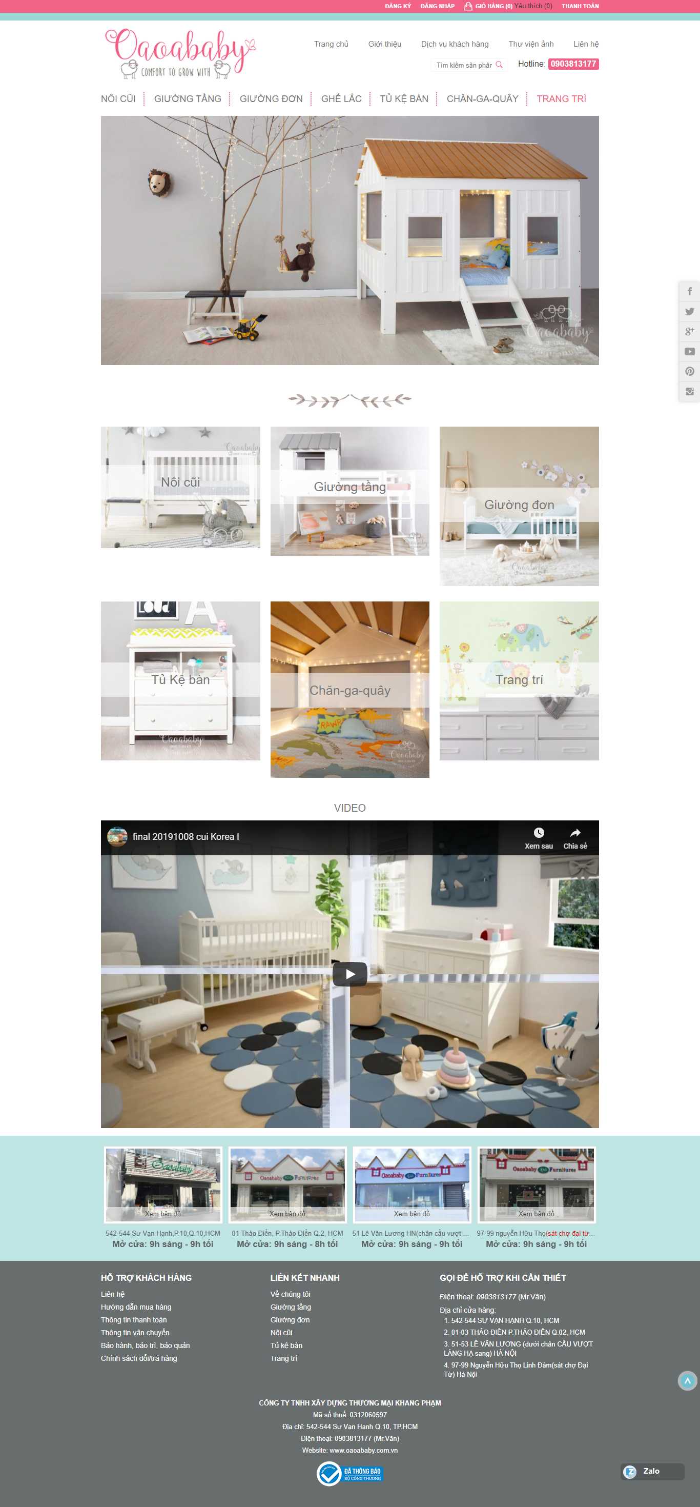 Thiết kế Website Web bàn học cho bé - wwwoaoababycomvn