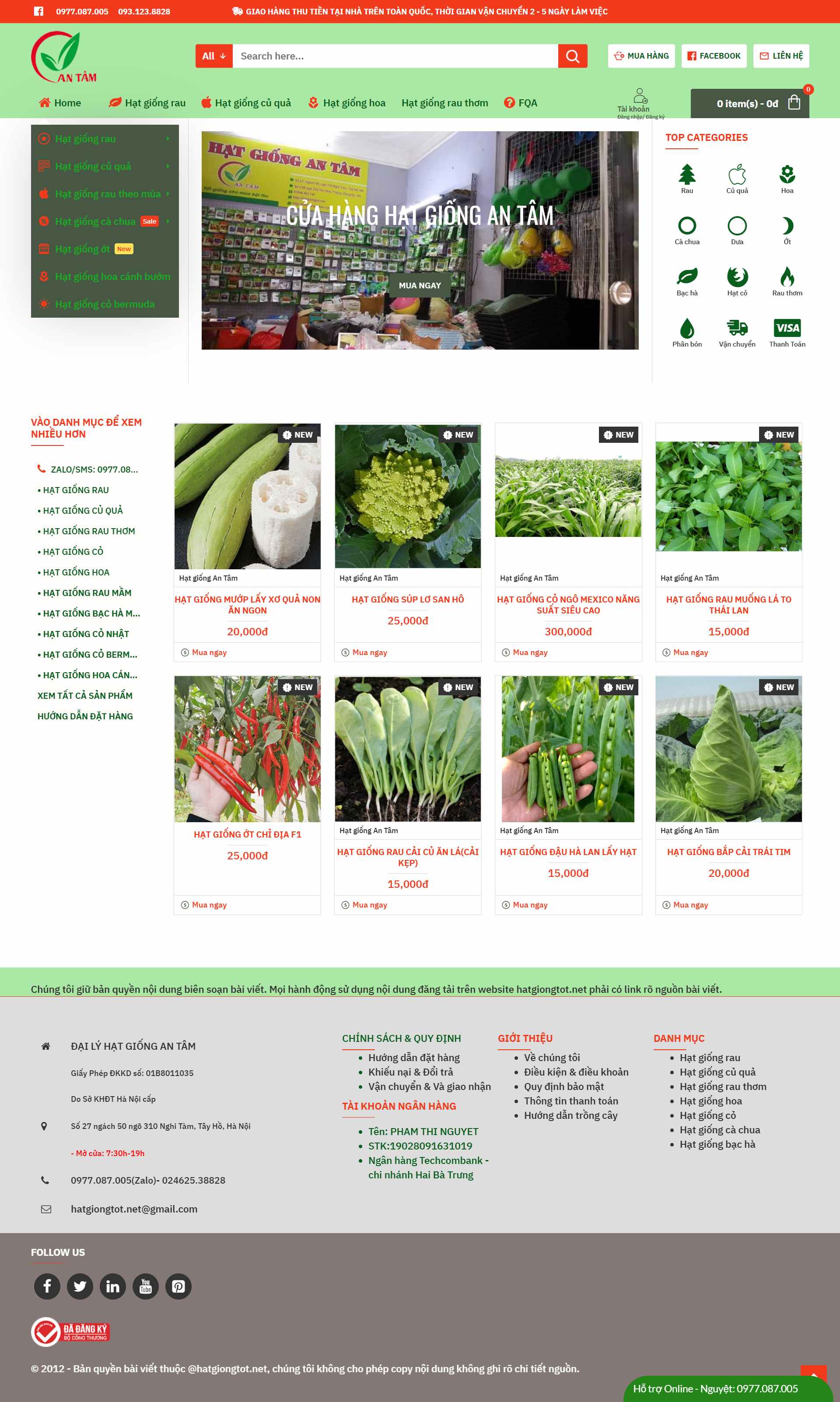 Thiết kế Website Web bán hạt giống cây trồng - hatgiongtotnet
