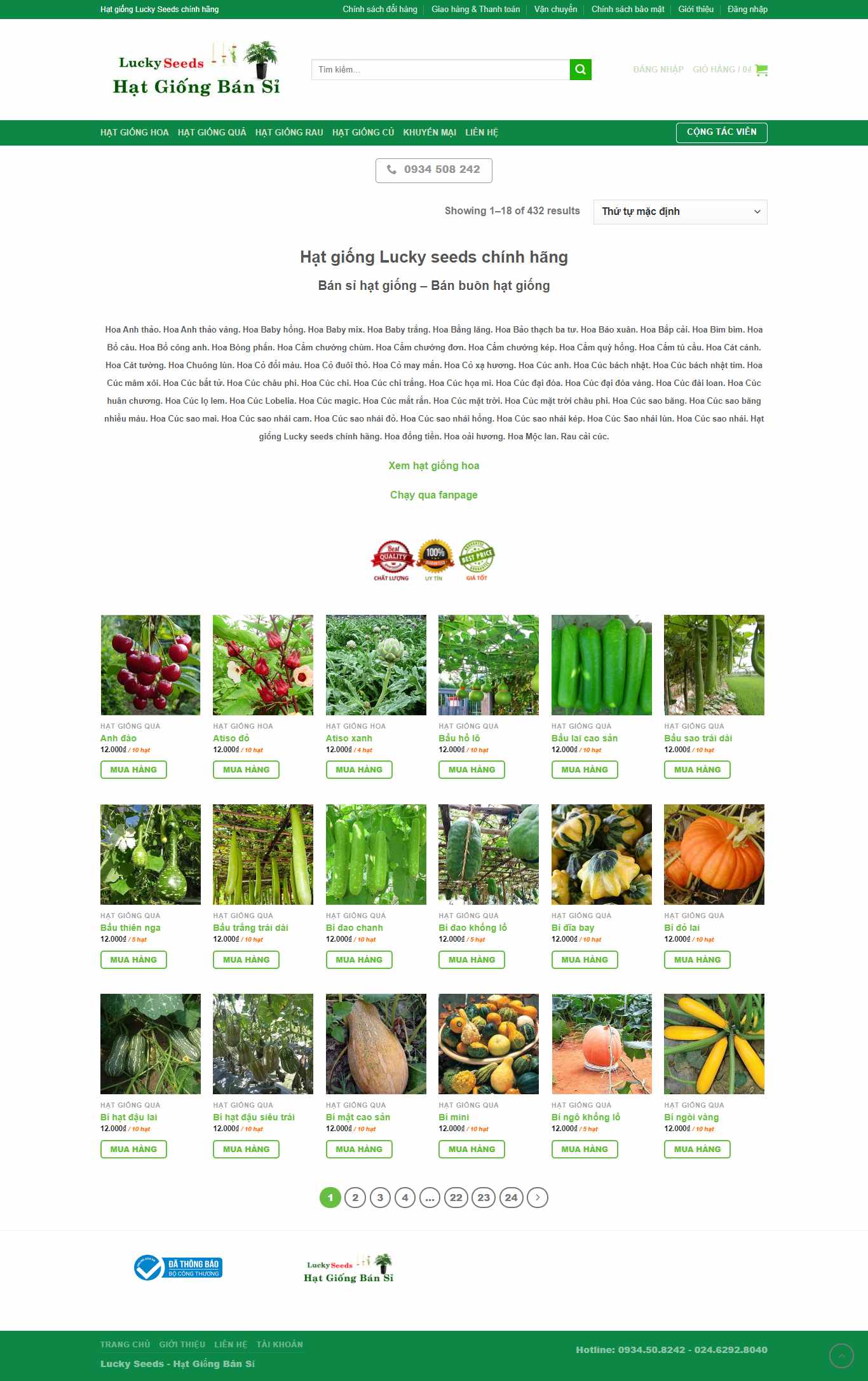 Thiết kế Website Web bán hạt giống cây trồng - hatgiongbansicom