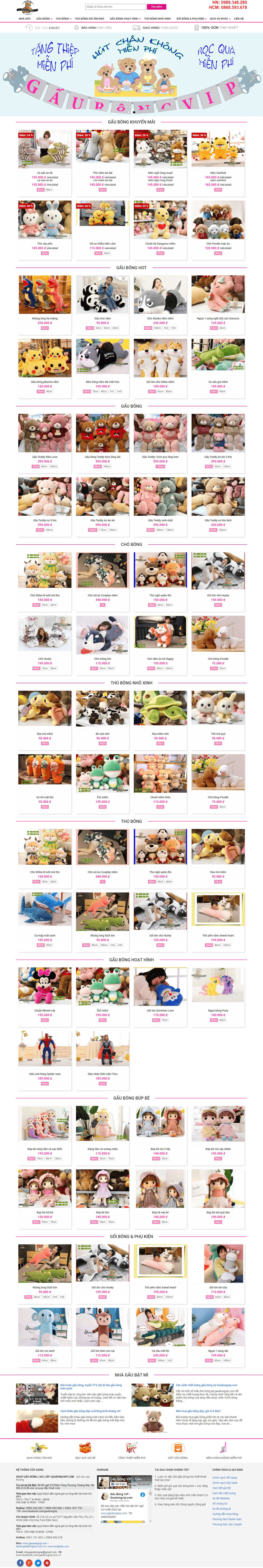 [gaushop] Thiết kế Website Web thú nhồi bông - wwwgaubongvipcom