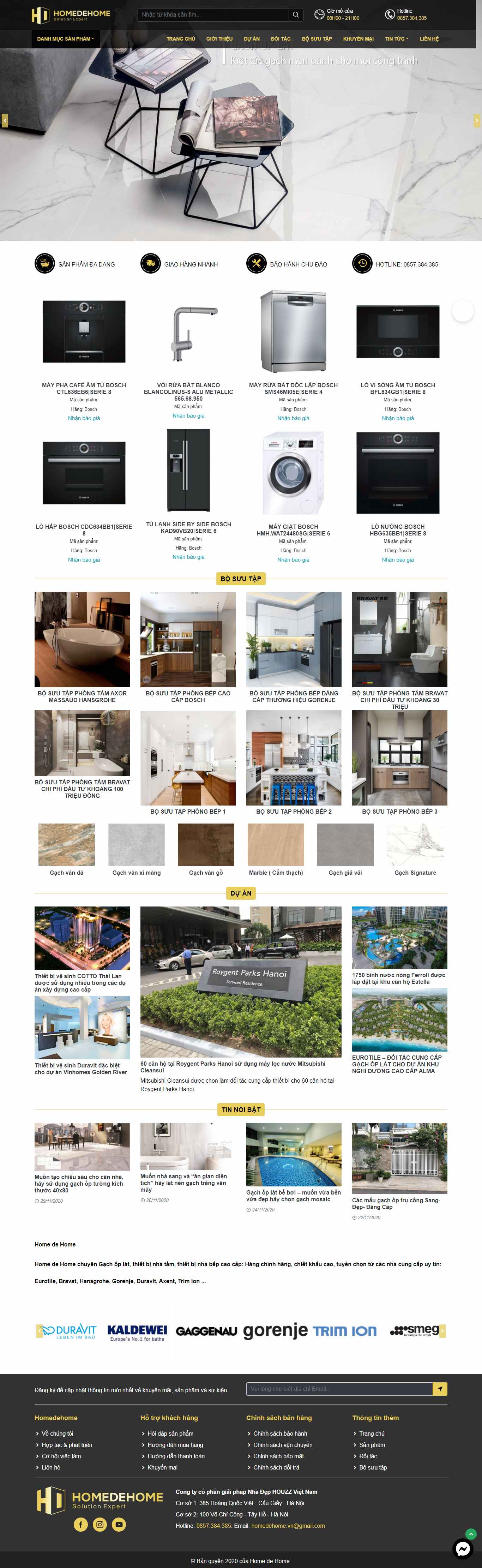 Thiết kế Website Web bán gạch ốp lát - homedehomevn