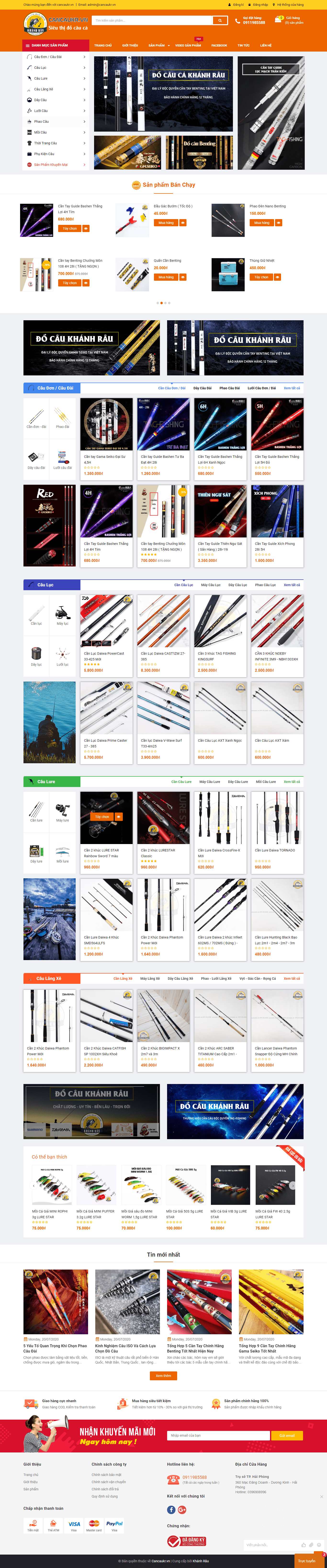 [icauca] Thiết kế Website Web bán đồ câu cá - cancaukrvn