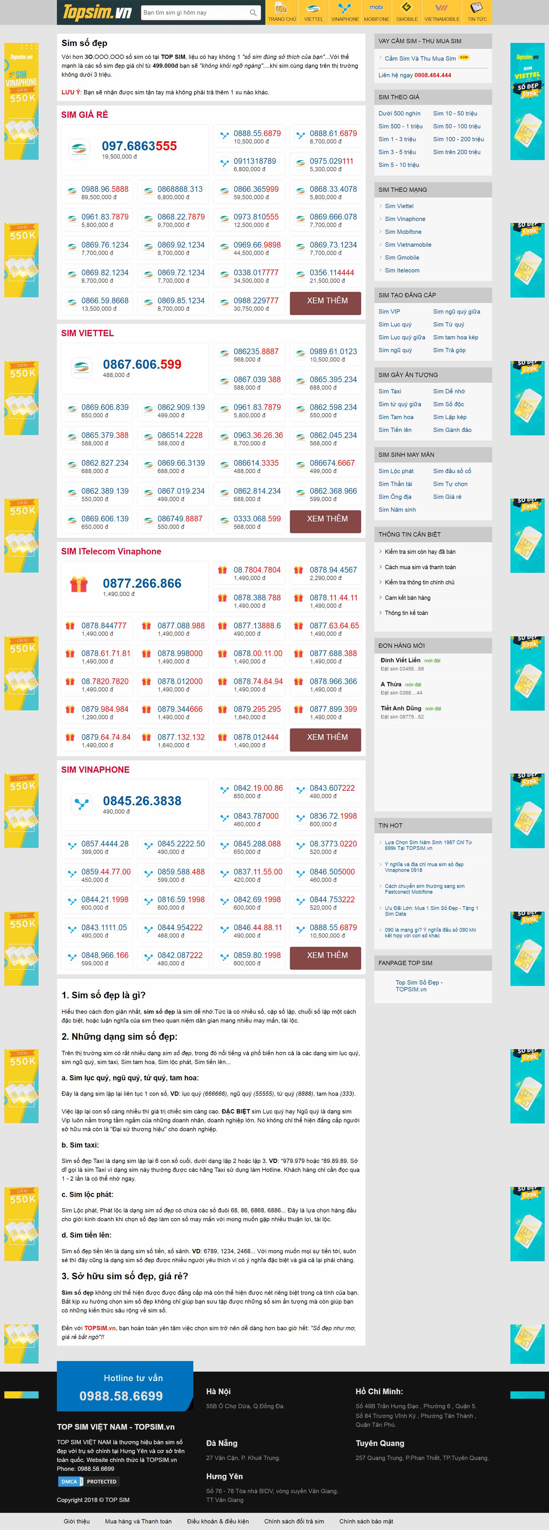 [khosim] Thiết kế Website Web bán sim thẻ - topsimvn